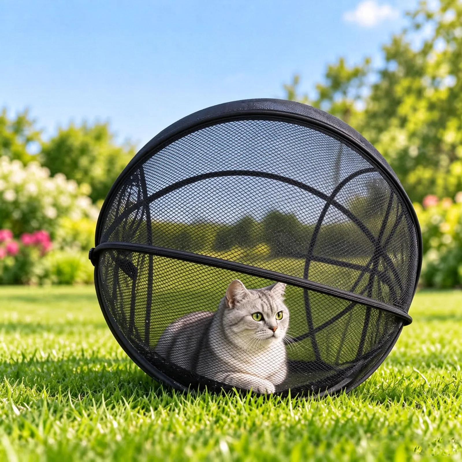 Panoramic Pop-Up Rolling Cat Playpen Ball - immagine 1