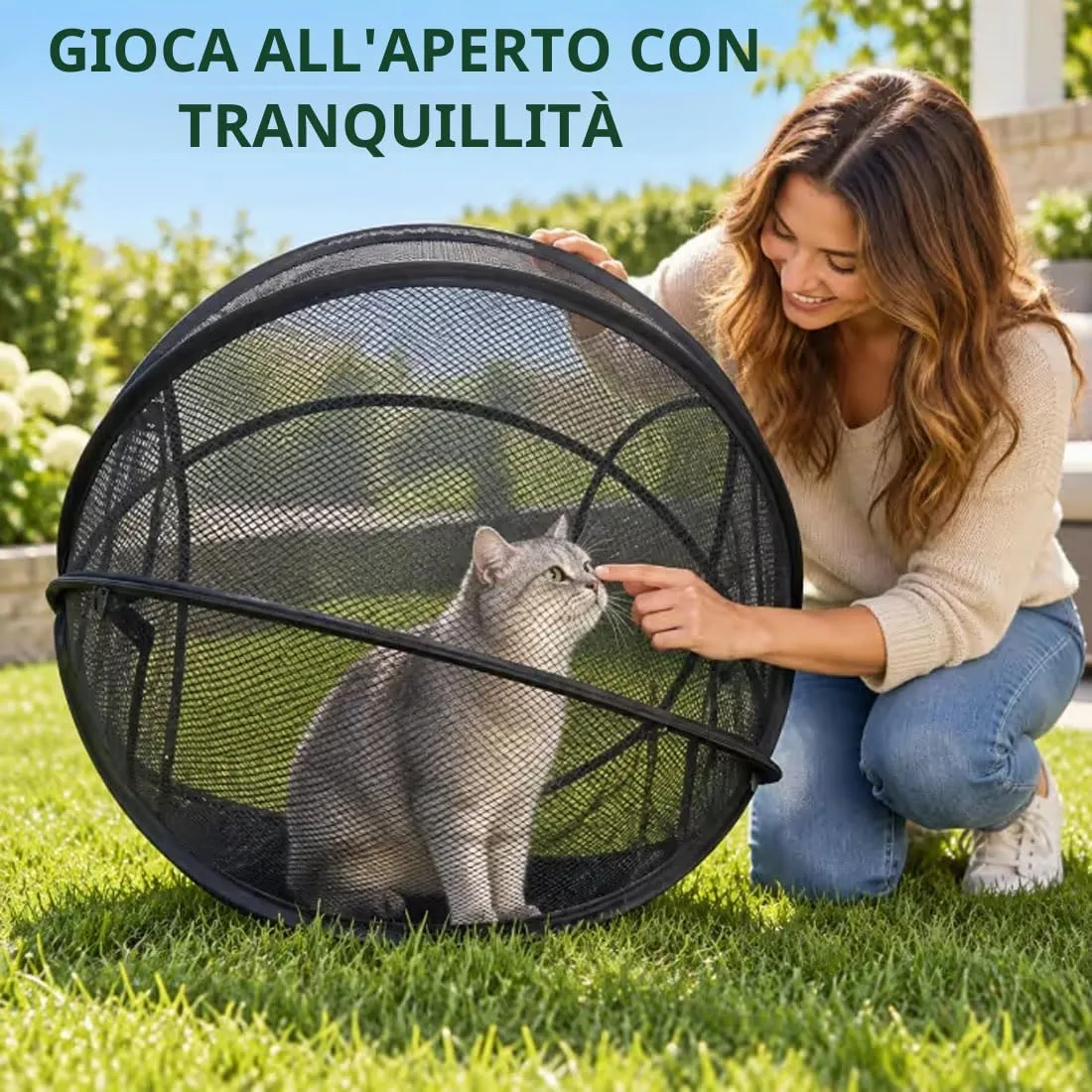 Panoramic Pop-Up Rolling Cat Playpen Ball - immagine 2