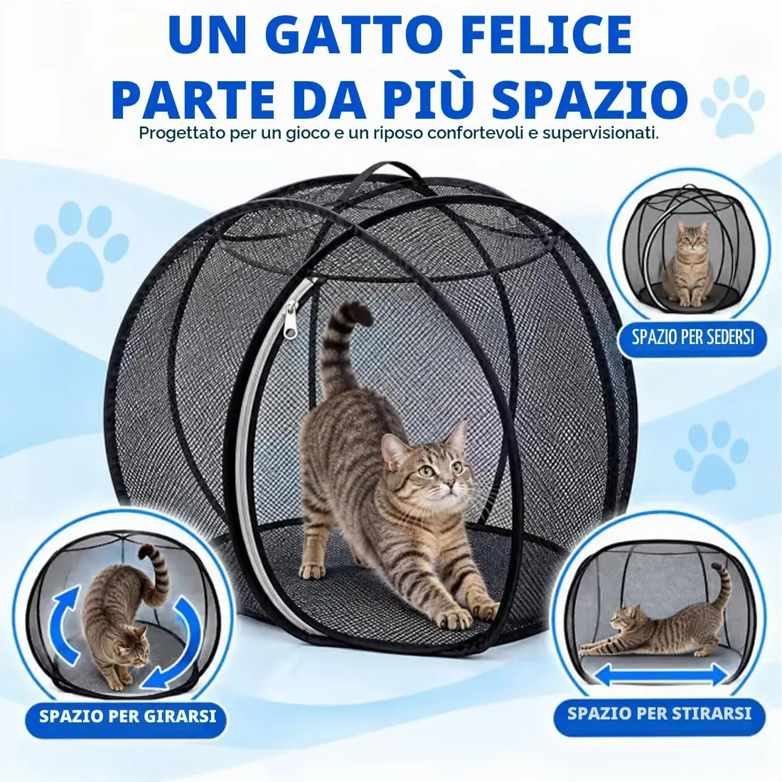 Panoramic Pop-Up Rolling Cat Playpen Ball - immagine 3