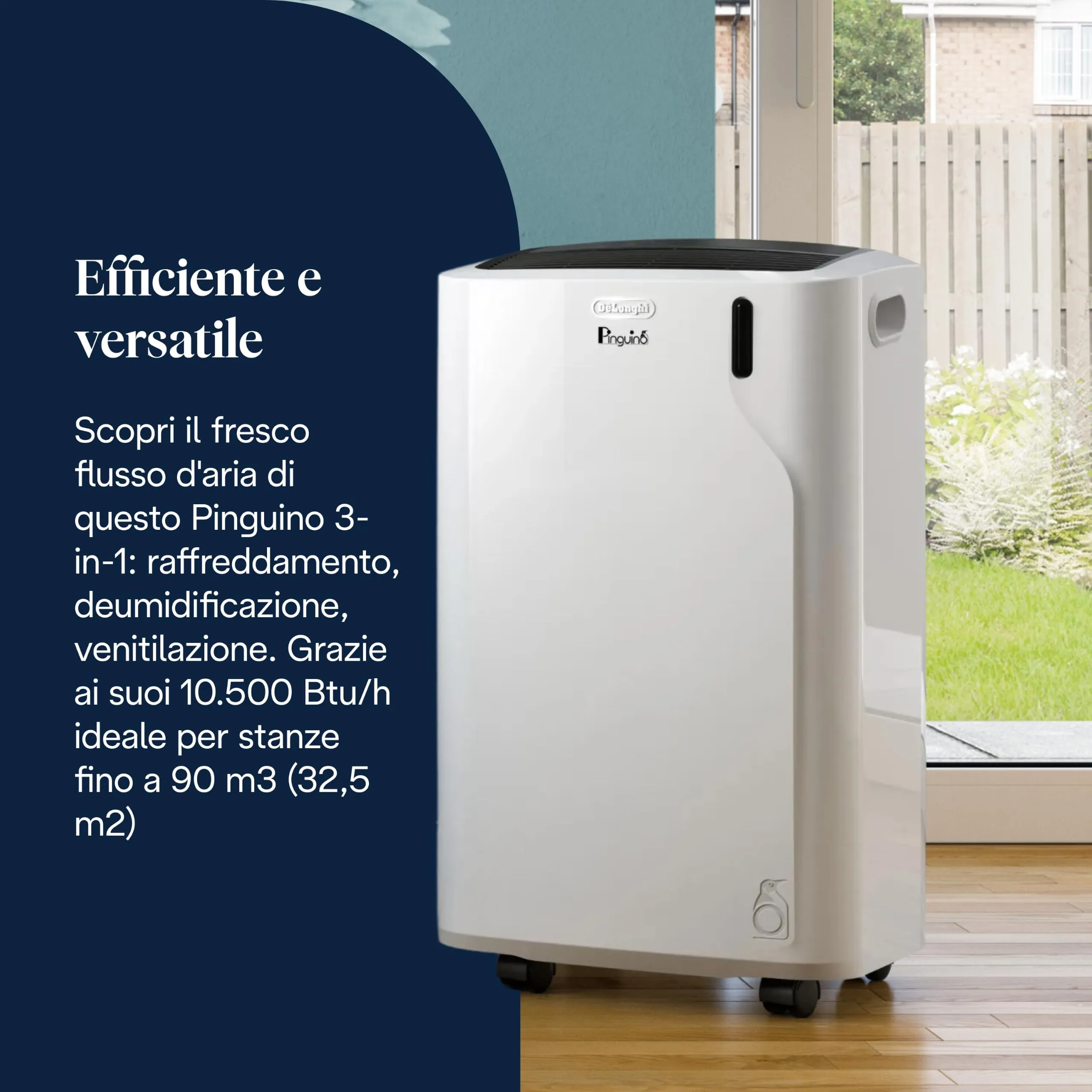 De'Longhi Pinguino PAC EM93K.1 Climatizzatore Portatile, 10.500 BTU/h, Classe A, Telecomando - immagine 4