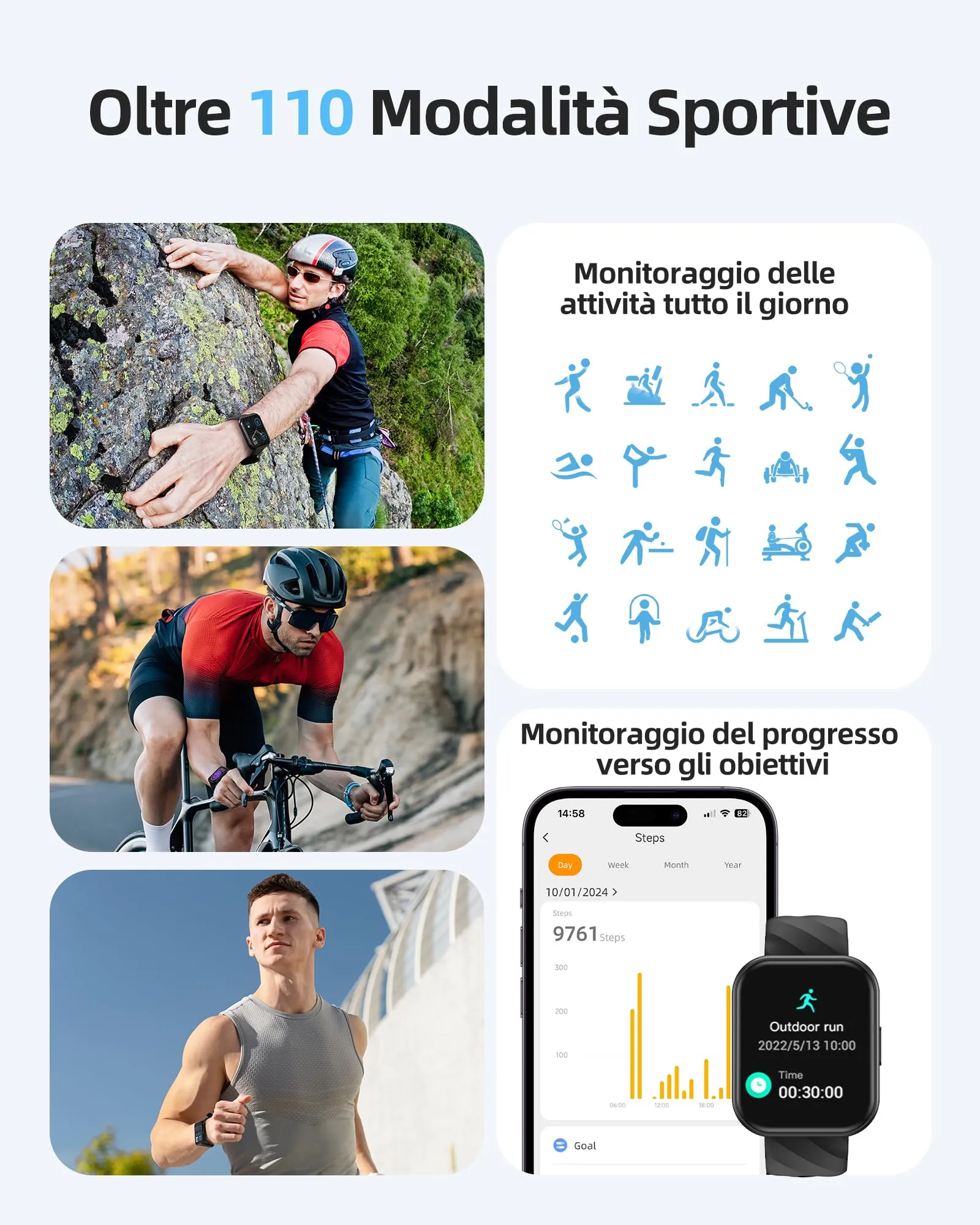 Parsonver Smartwatch 1.8" con 5ATM Impermeabilità per Nuoto - immagine 5
