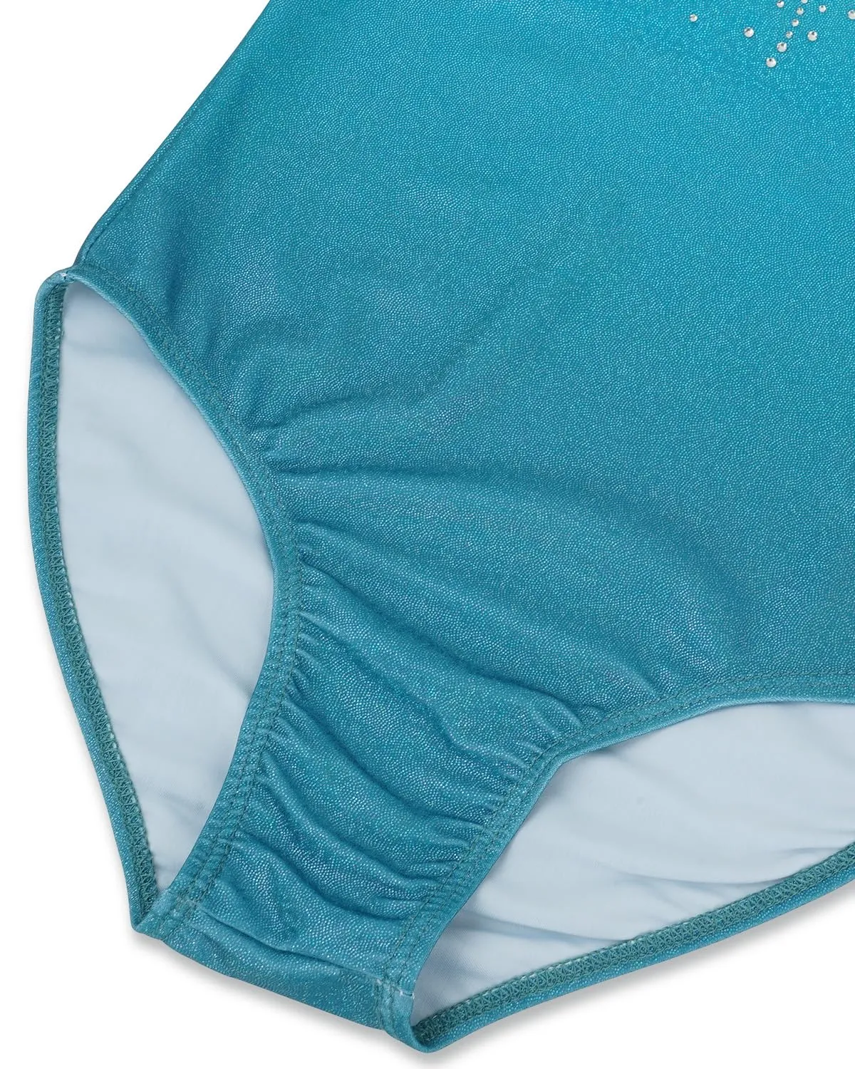 Gogokids Set da Ginnastica per Ragazze 3 Pezzi, Body senza Maniche, Pantaloncini e Fascia, Design Sfumato Scintillante, Taglia 110 (5-6 Anni) - immagine 4