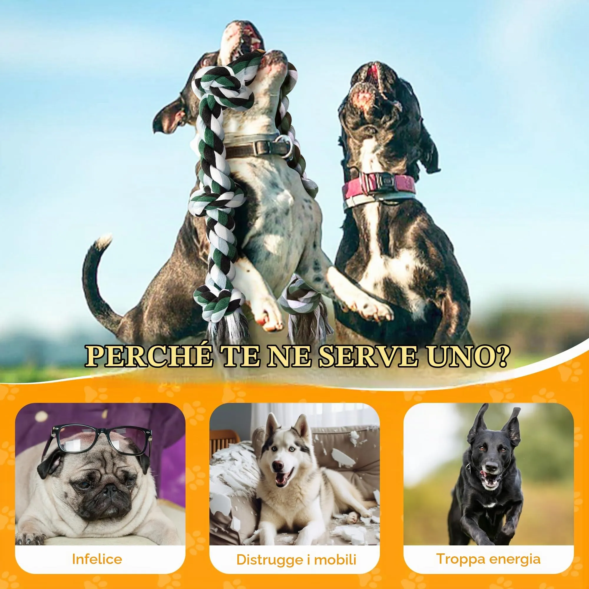 Ycozy Corda Giochi per Cani Resistente a 6 Nodi, 100cm - immagine 5