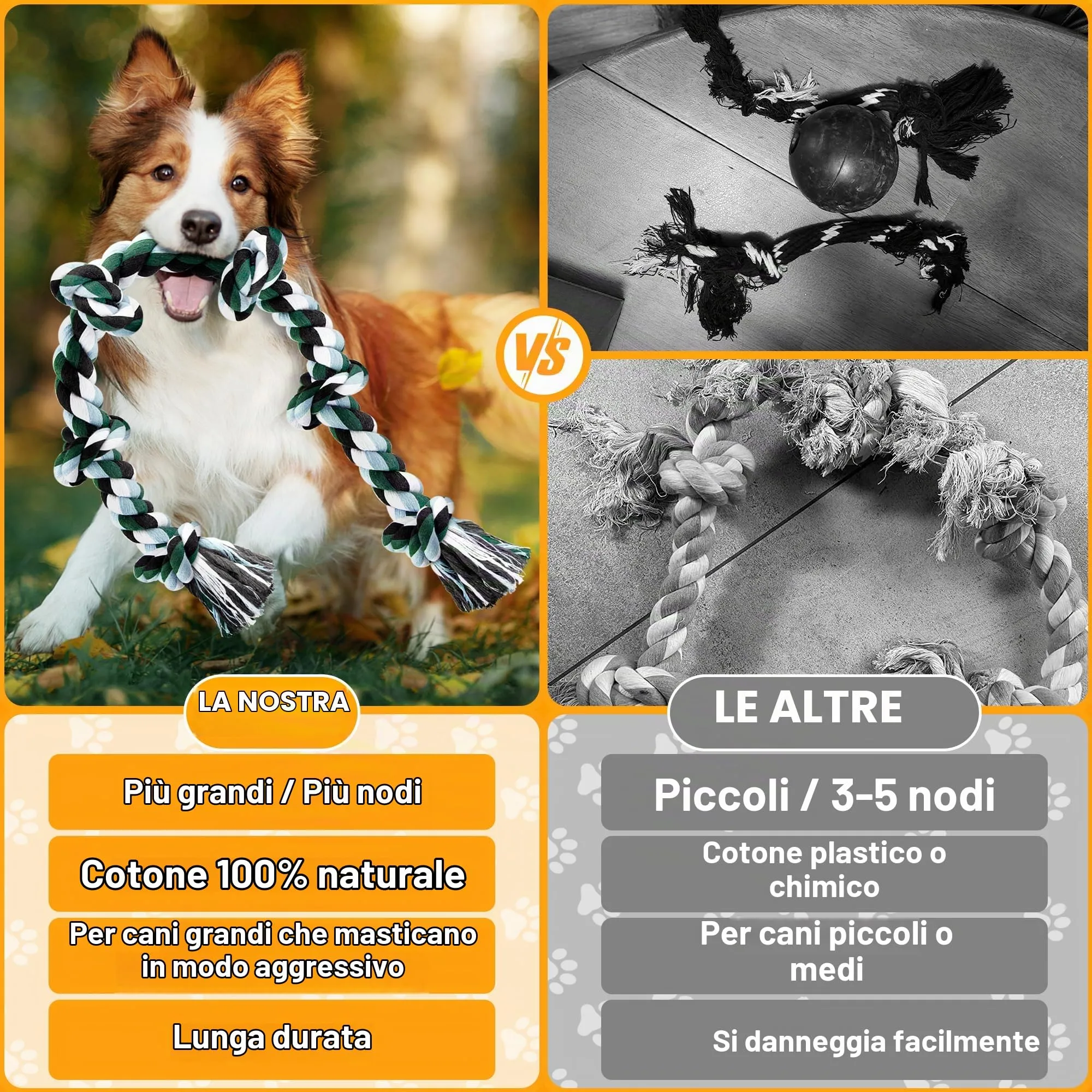 Ycozy Corda Giochi per Cani Resistente a 6 Nodi, 100cm - immagine 6