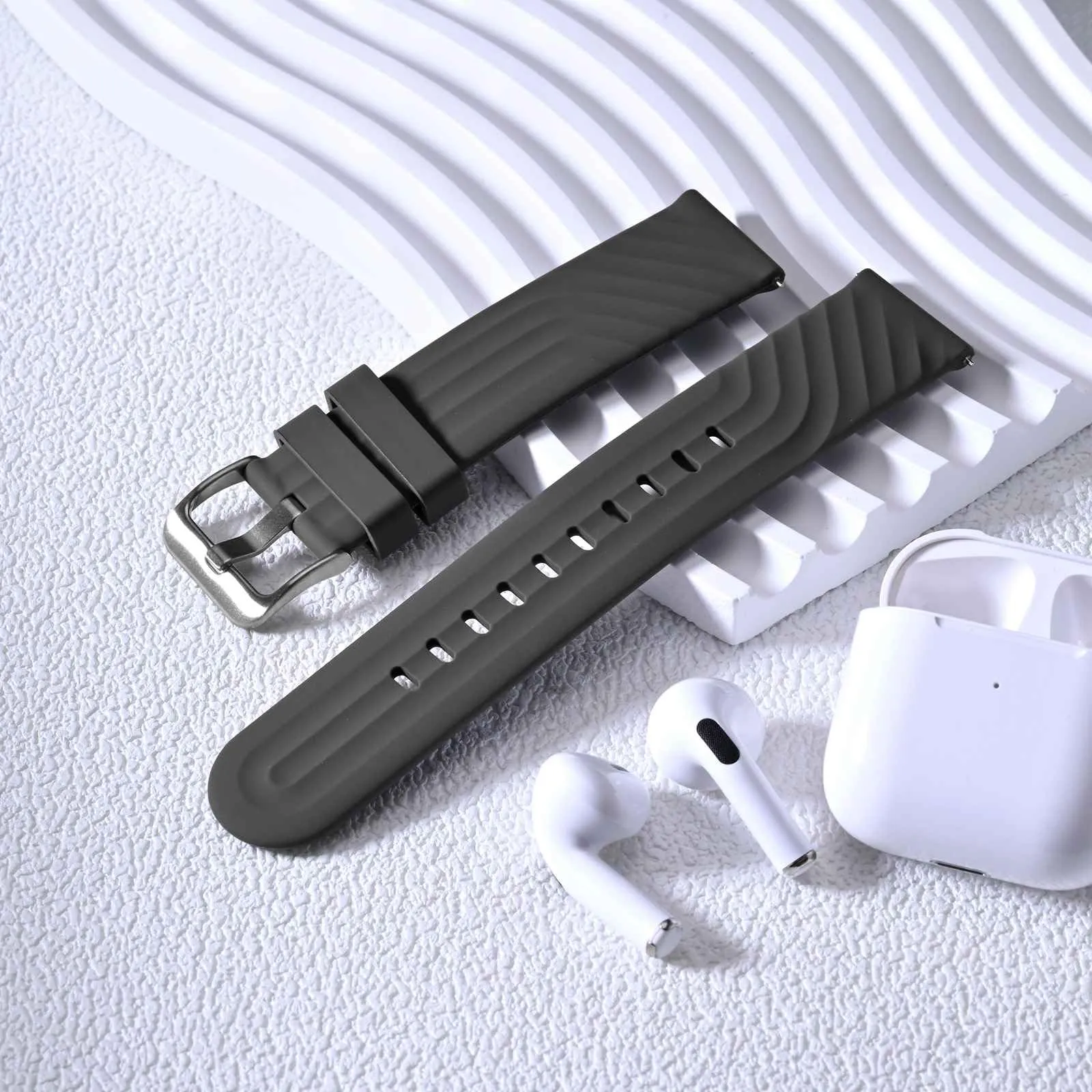 ANBEER Cinturini in Silicone 18mm a Sgancio Rapido, Extra Lungo, Grigio Scuro - immagine 8