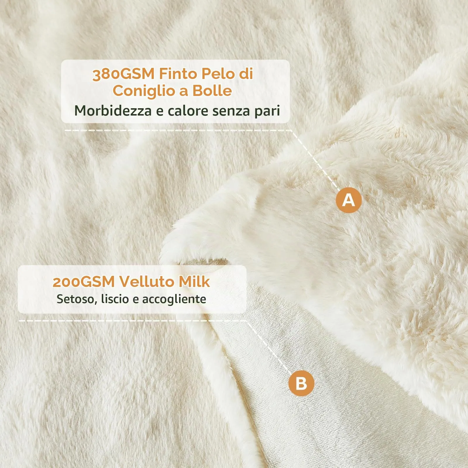 Tokokimo Set Copripiumino Matrimoniale in Flanella, 260x240cm, Beige (1 Copripiumino + 2 Federe 50x80cm) - immagine 4