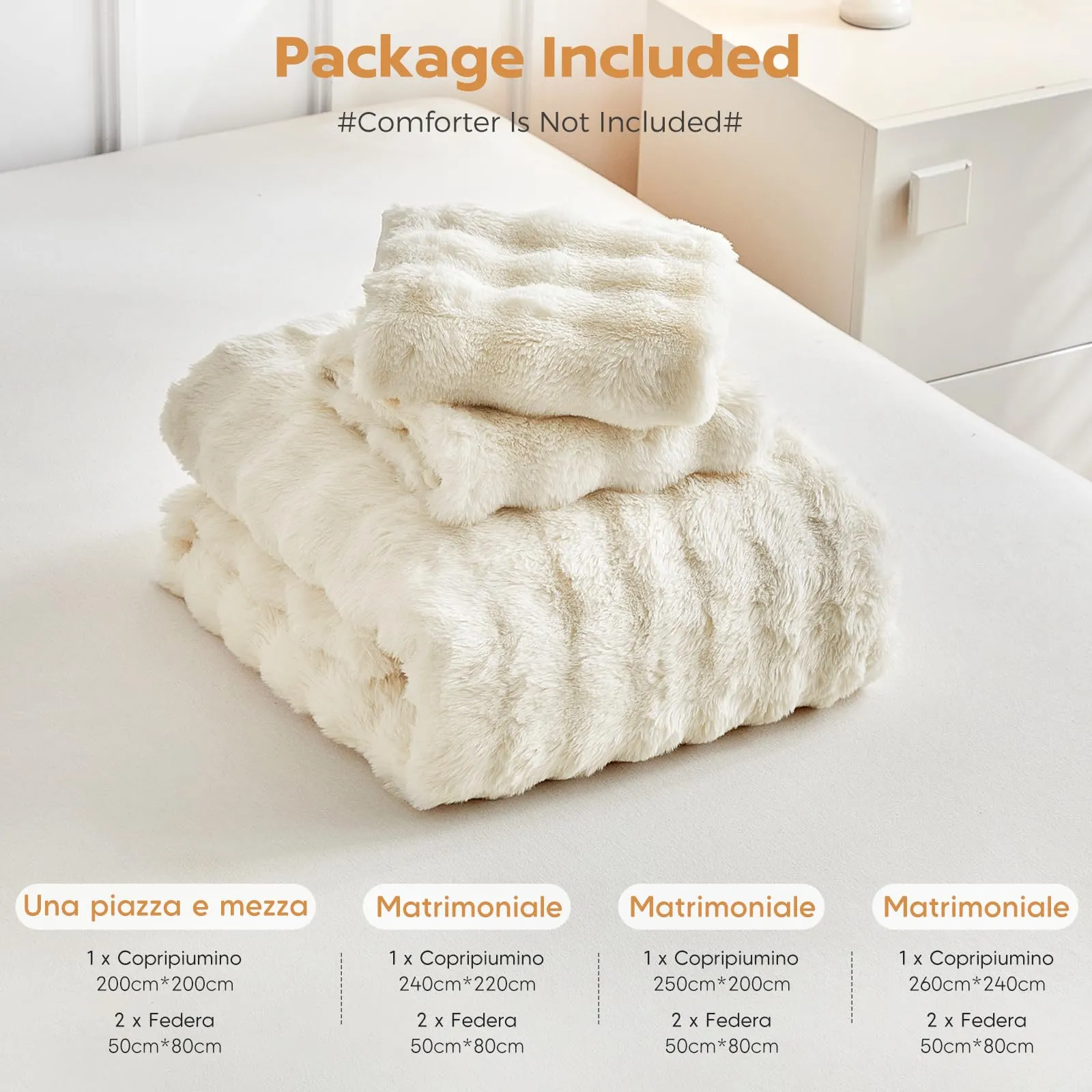Tokokimo Set Copripiumino Matrimoniale in Flanella, 260x240cm, Beige (1 Copripiumino + 2 Federe 50x80cm) - immagine 7