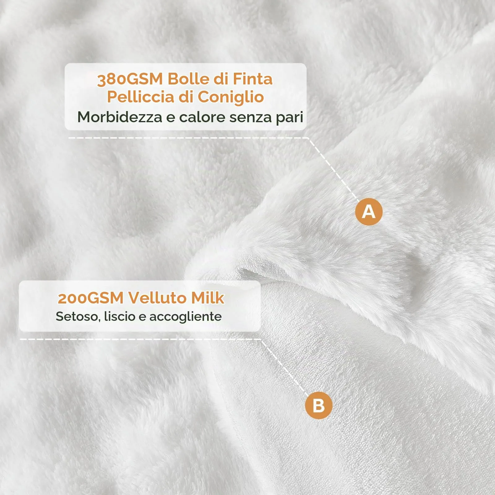 Tokokimo Set Copripiumino Matrimoniale in Flanella, 240x220cm, con 2 Federe 50x80cm, Bianco - immagine 4