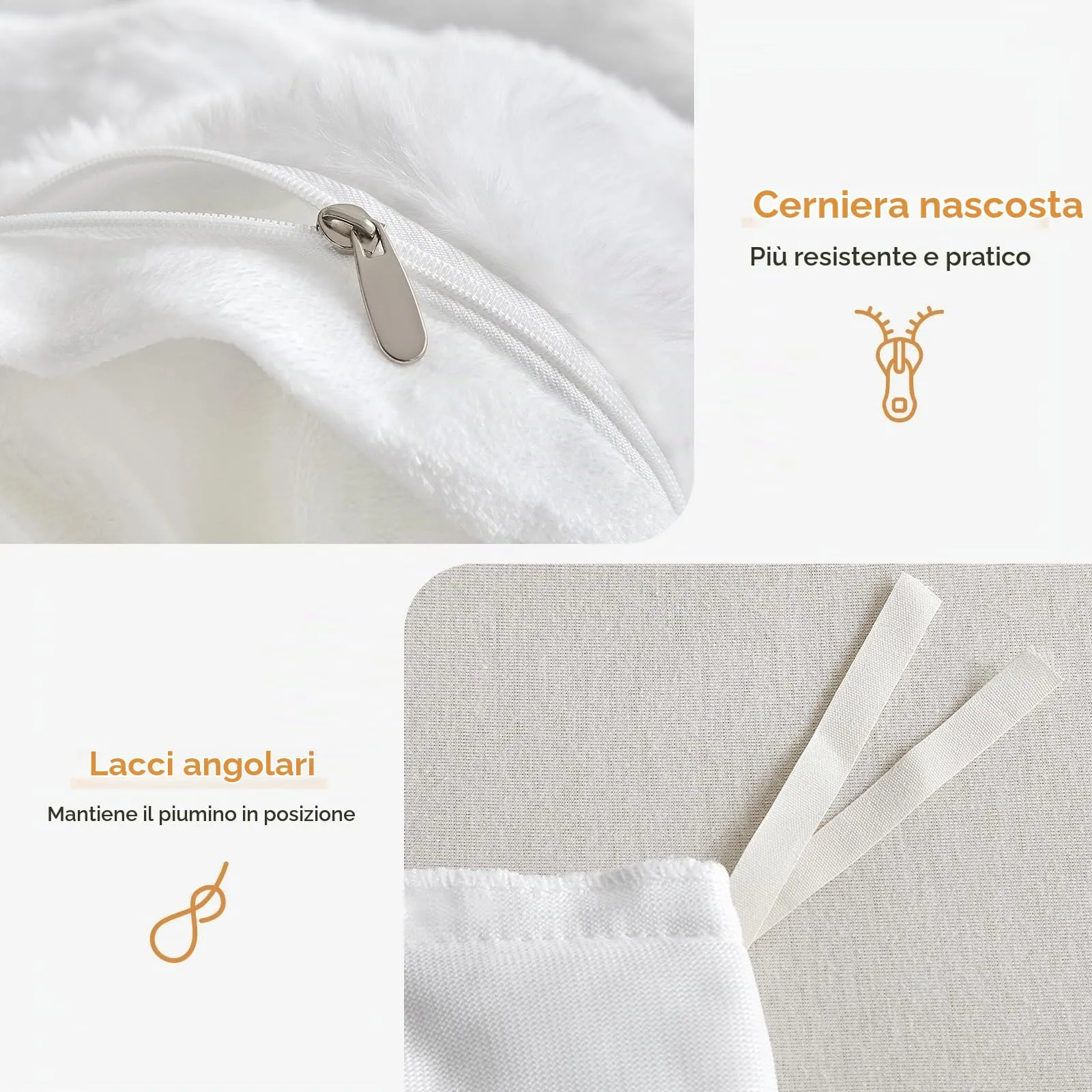 Tokokimo Set Copripiumino Matrimoniale in Flanella, 240x220cm, con 2 Federe 50x80cm, Bianco - immagine 5
