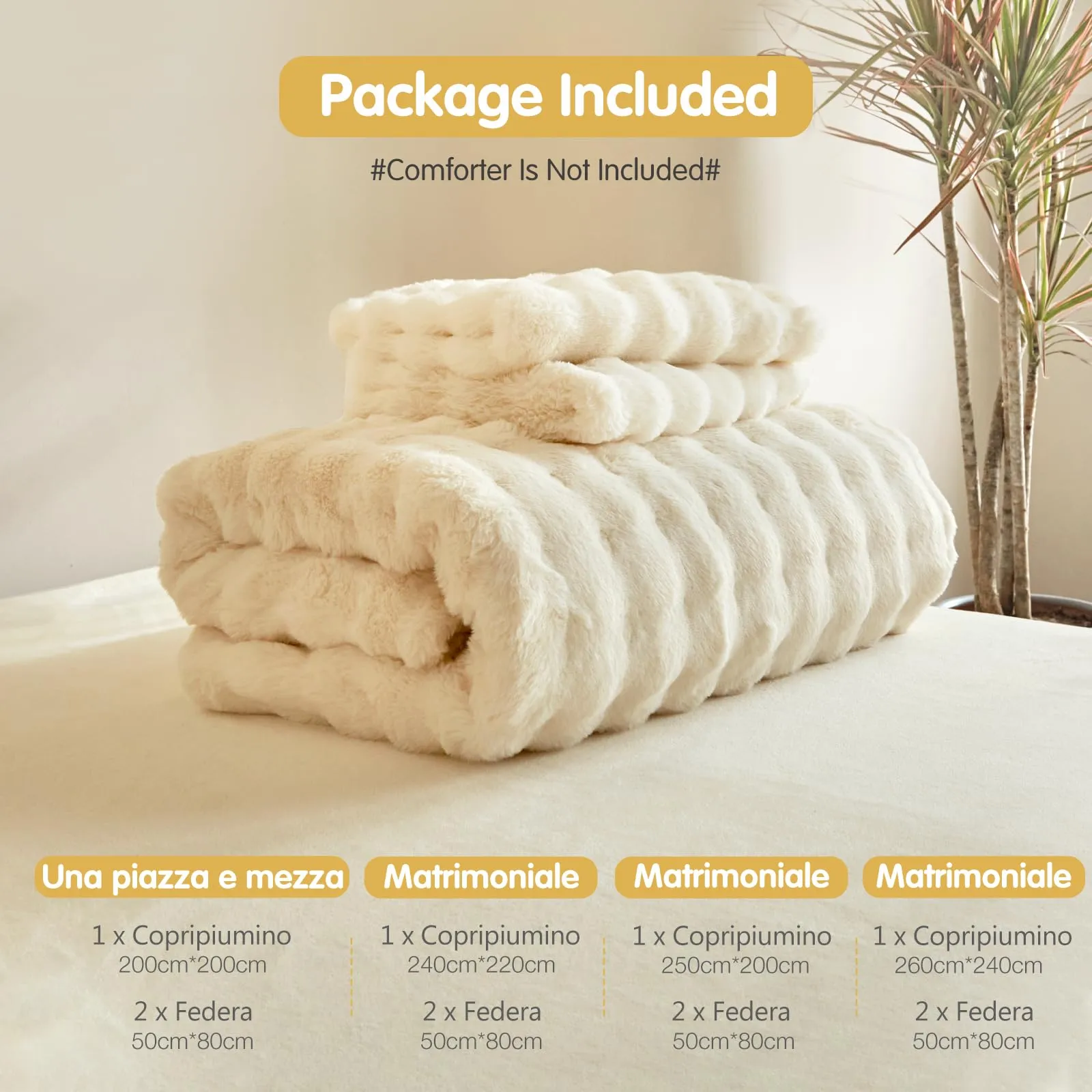 Tokokimo Set Copripiumino Matrimoniale in Flanella, 240x220cm, Beige (3 Pezzi: 1 Copripiumino e 2 Federe 50x80cm) - immagine 7