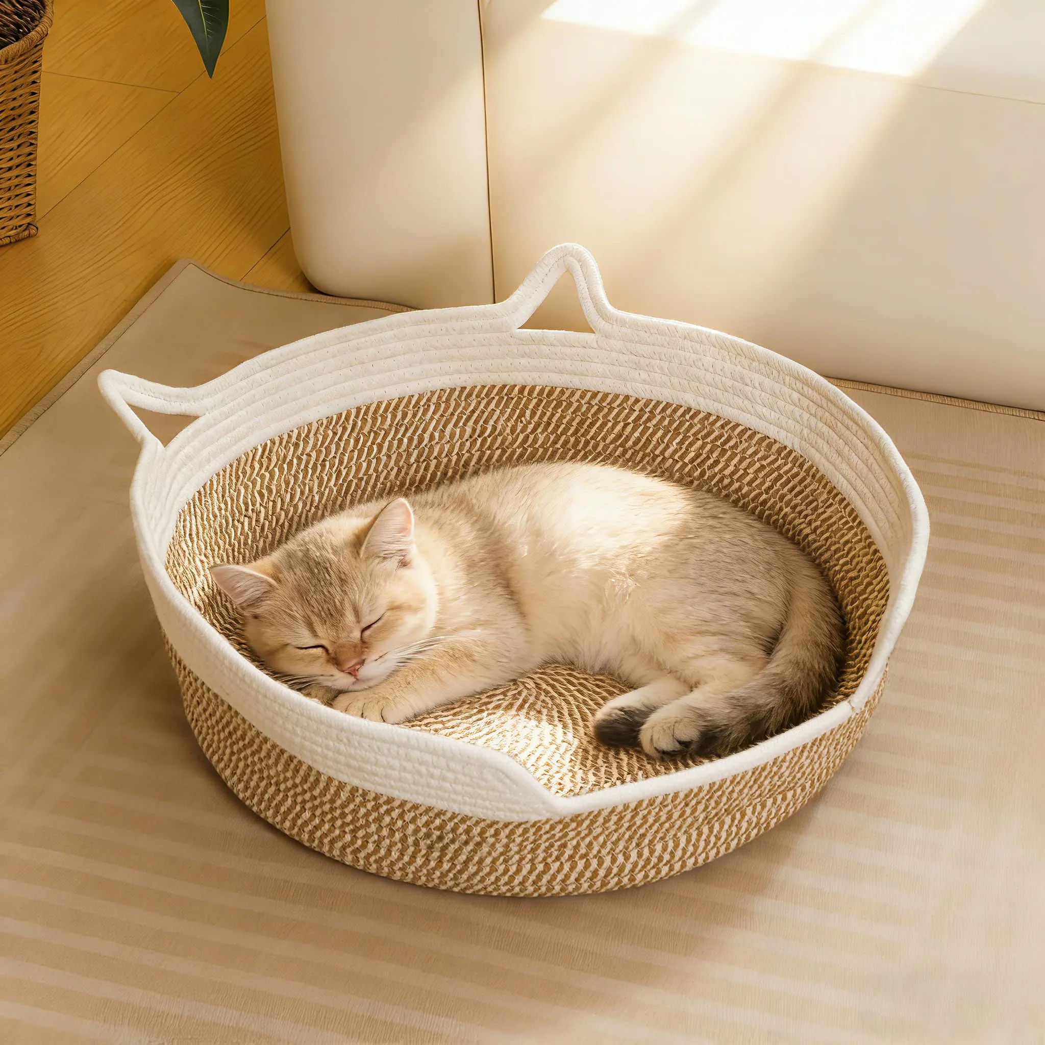 Tidelit Cestino Organizer per Giocattoli per Gatti e Cani in Corda di Cotone Intrecciato con Manico - immagine 3