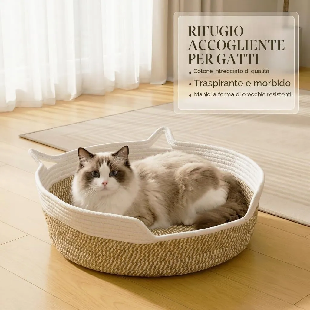 Tidelit Cestino Organizer per Giocattoli per Gatti e Cani in Corda di Cotone Intrecciato con Manico - immagine 9