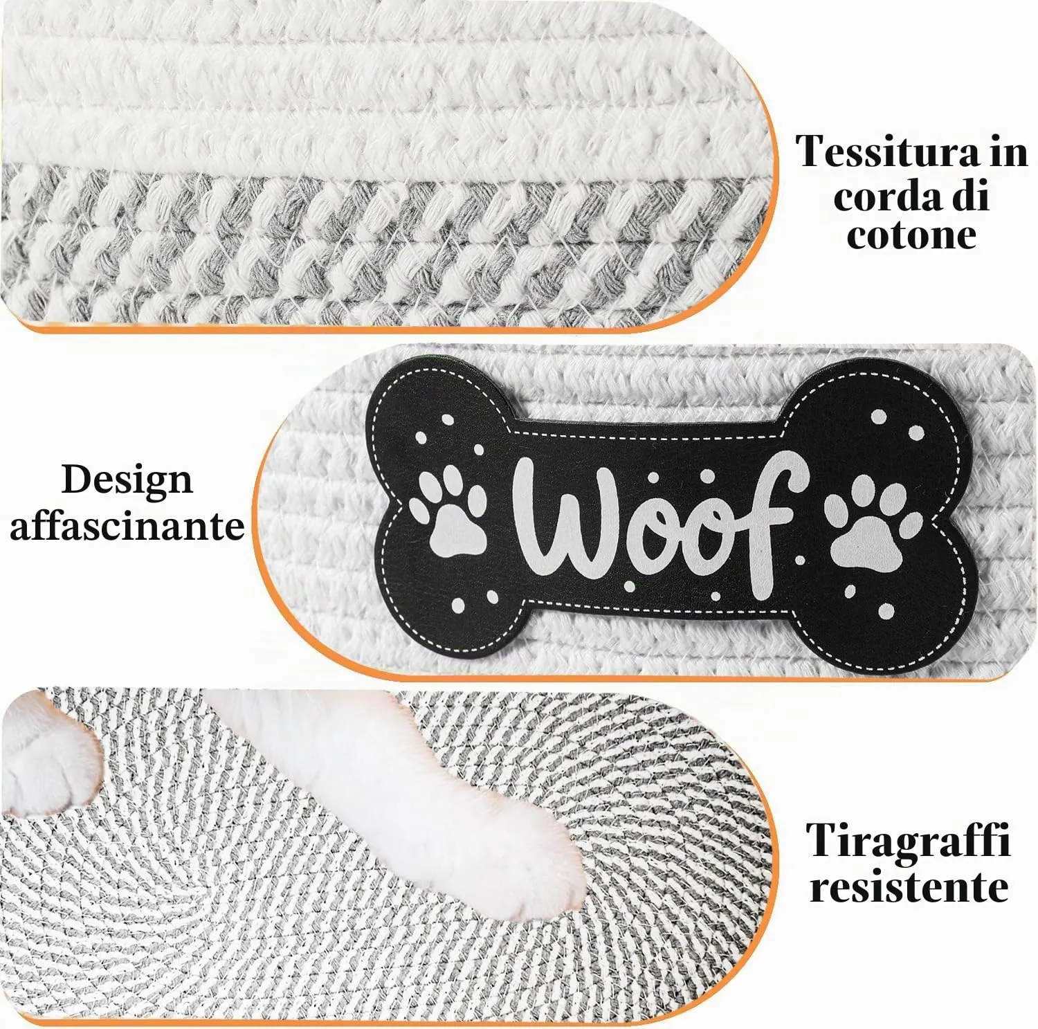 Tidelit Cestino per Giocattoli per Cani in Corda di Cotone Intrecciata con Maniglia - immagine 6