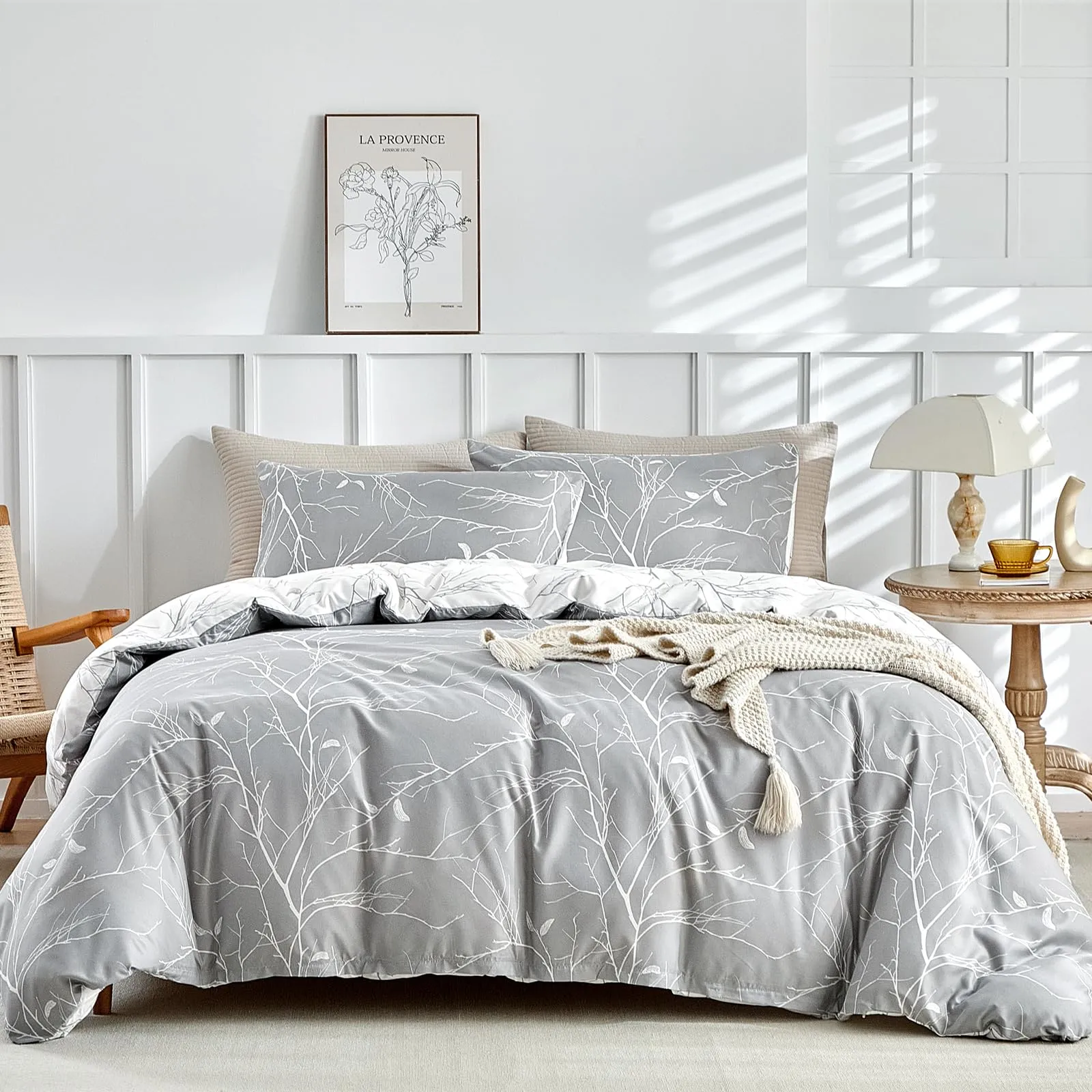 Tokokimo Set Copripiumino Matrimoniale in Flanella 3 Pezzi, 260x240cm, Bianco - immagine 2