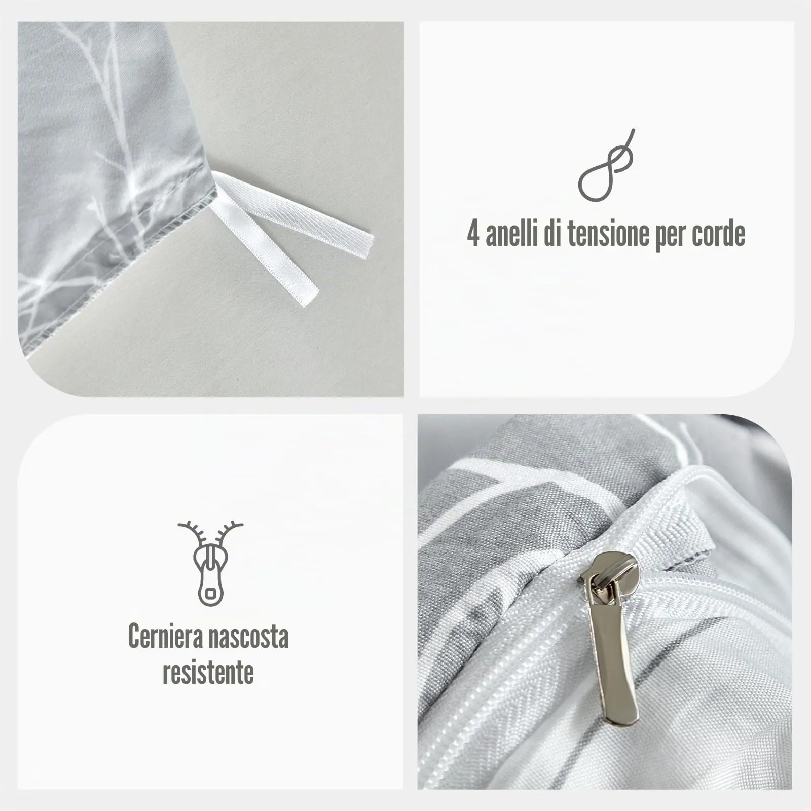Tokokimo Set Copripiumino Matrimoniale in Flanella 3 Pezzi, 260x240cm, Bianco - immagine 4