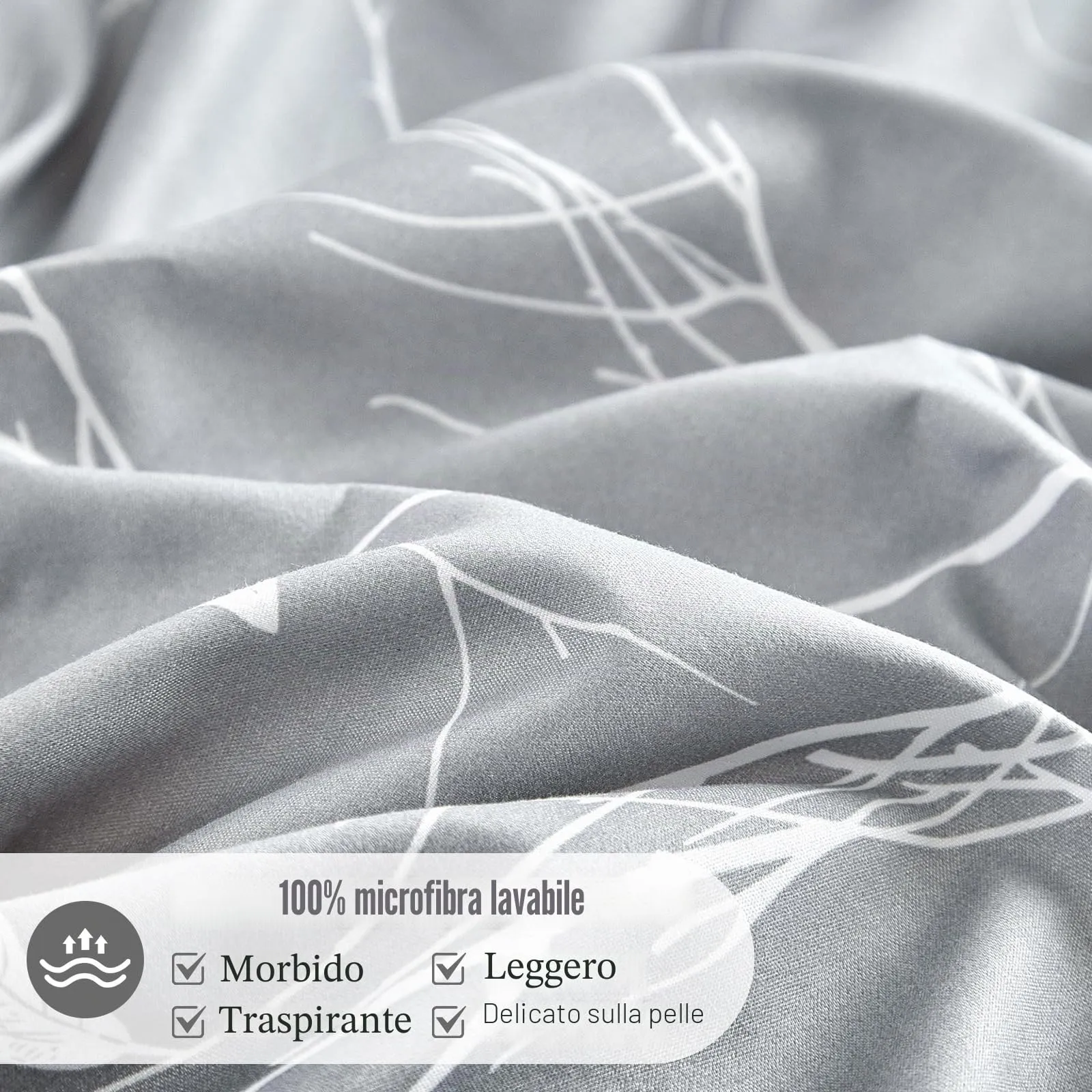 Tokokimo Set Copripiumino Matrimoniale in Flanella 3 Pezzi, 260x240cm, Bianco - immagine 5