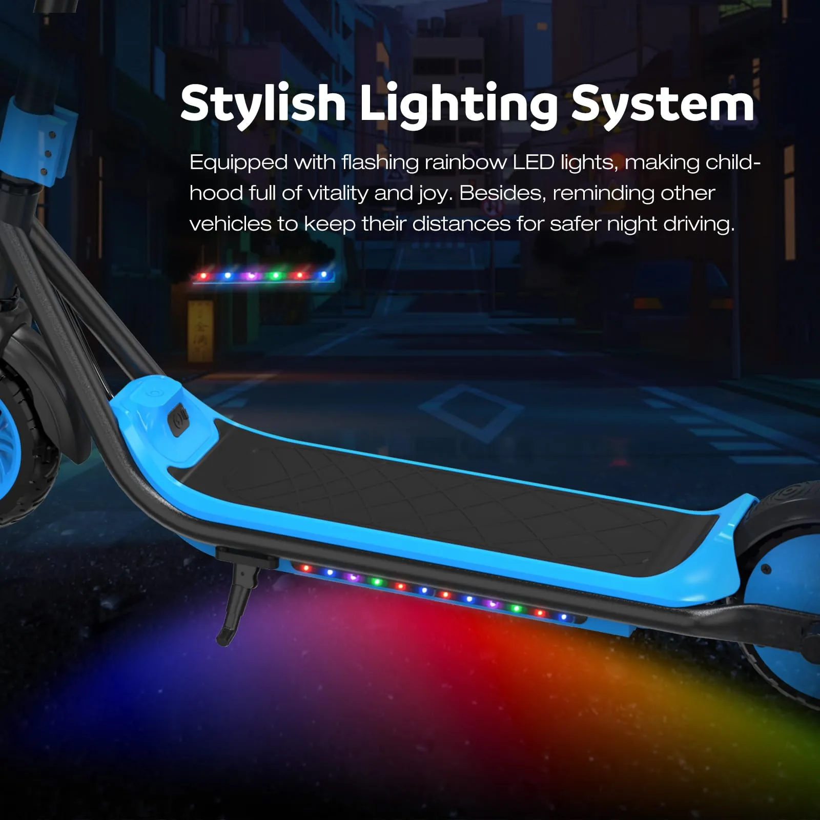 Evercross Monopattino Elettrico per Bambini, LED, Bluetooth, Autonomia 20km, Blu scuro - immagine 5