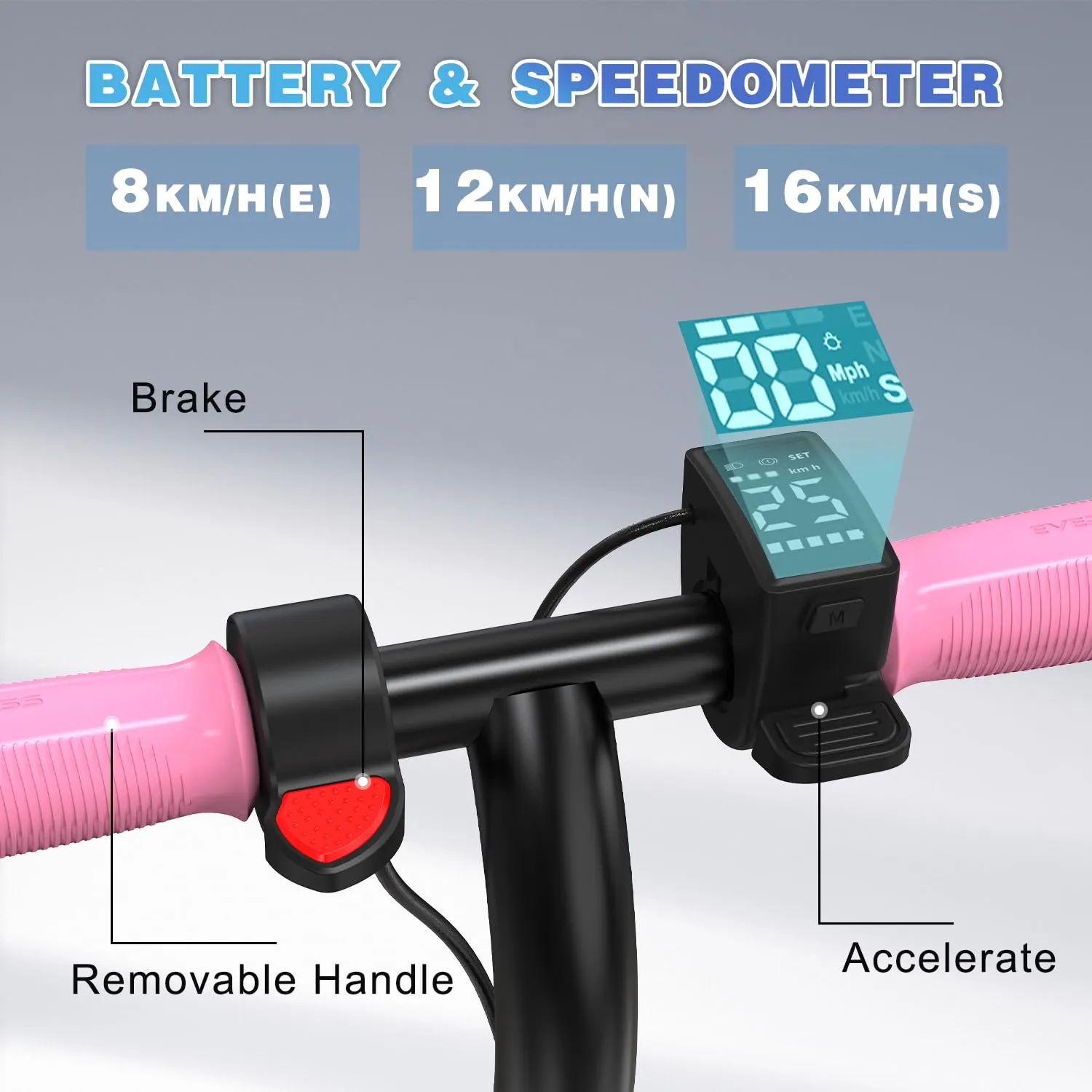 EVERCROSS Monopattino Elettrico per Bambini, LED & Bluetooth, Autonomia 20km, Rosa Scuro - immagine 2