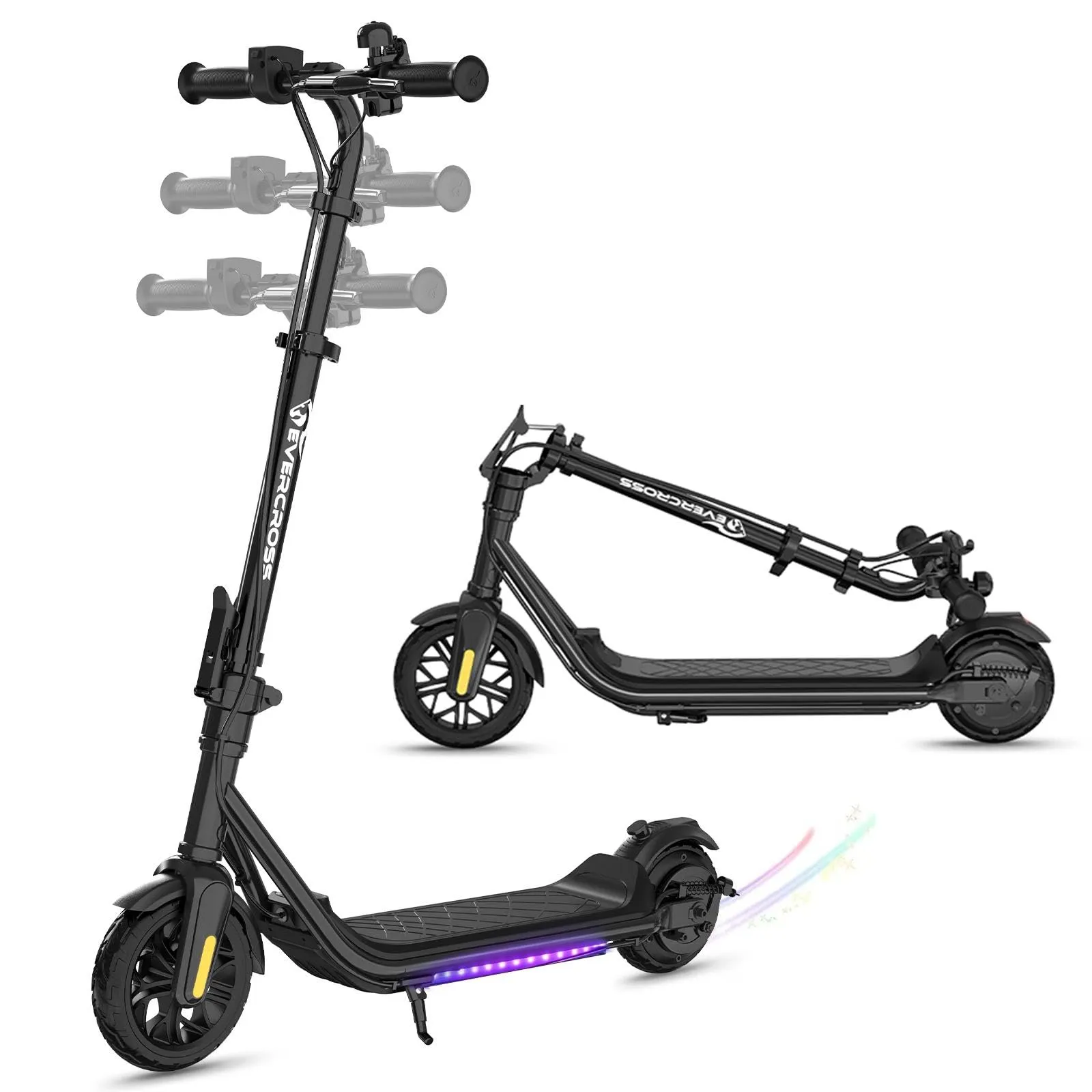 Evercross Monopattino Elettrico per Bambini, LED e Bluetooth, Pieghevole, Nero - immagine 1