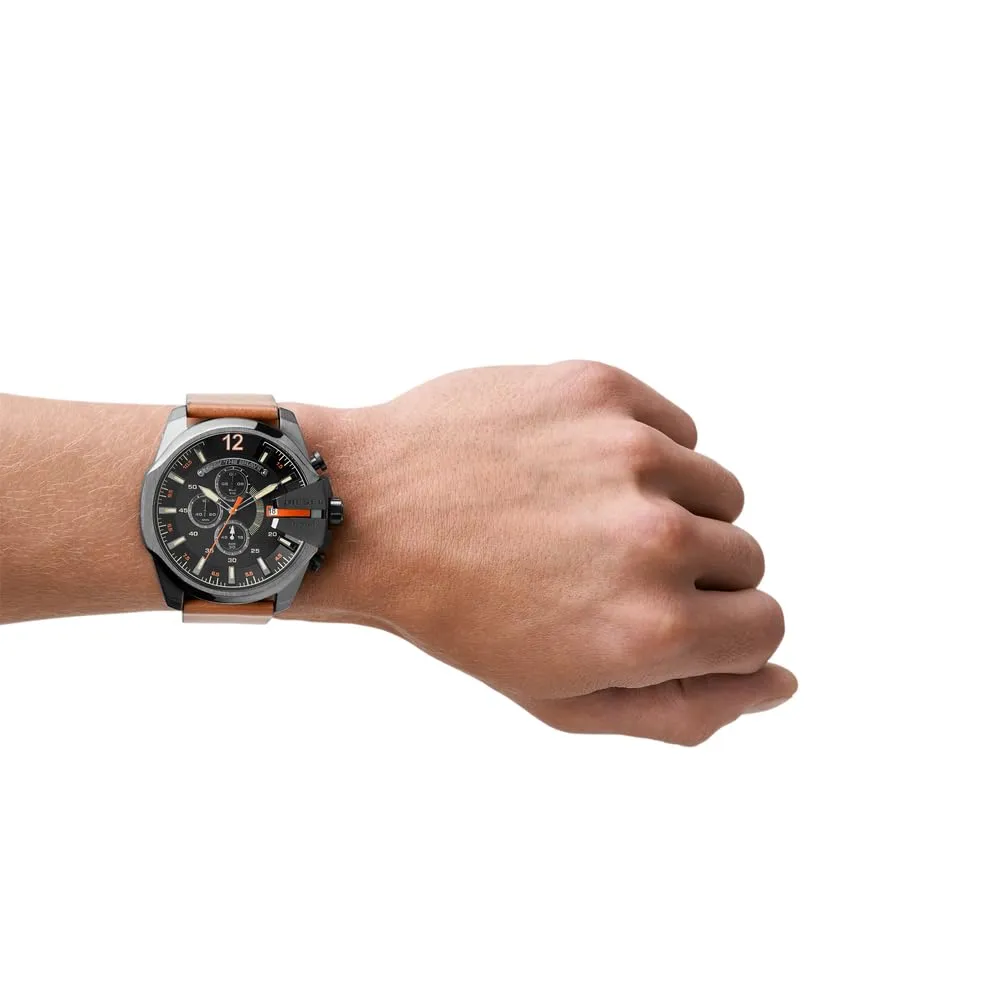 Diesel Orologio Analogico Uomo DZ4343 con Cinturino in Pelle Marrone e Nero - immagine 2