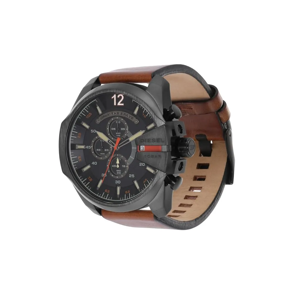 Diesel Orologio Analogico Uomo DZ4343 con Cinturino in Pelle Marrone e Nero - immagine 3