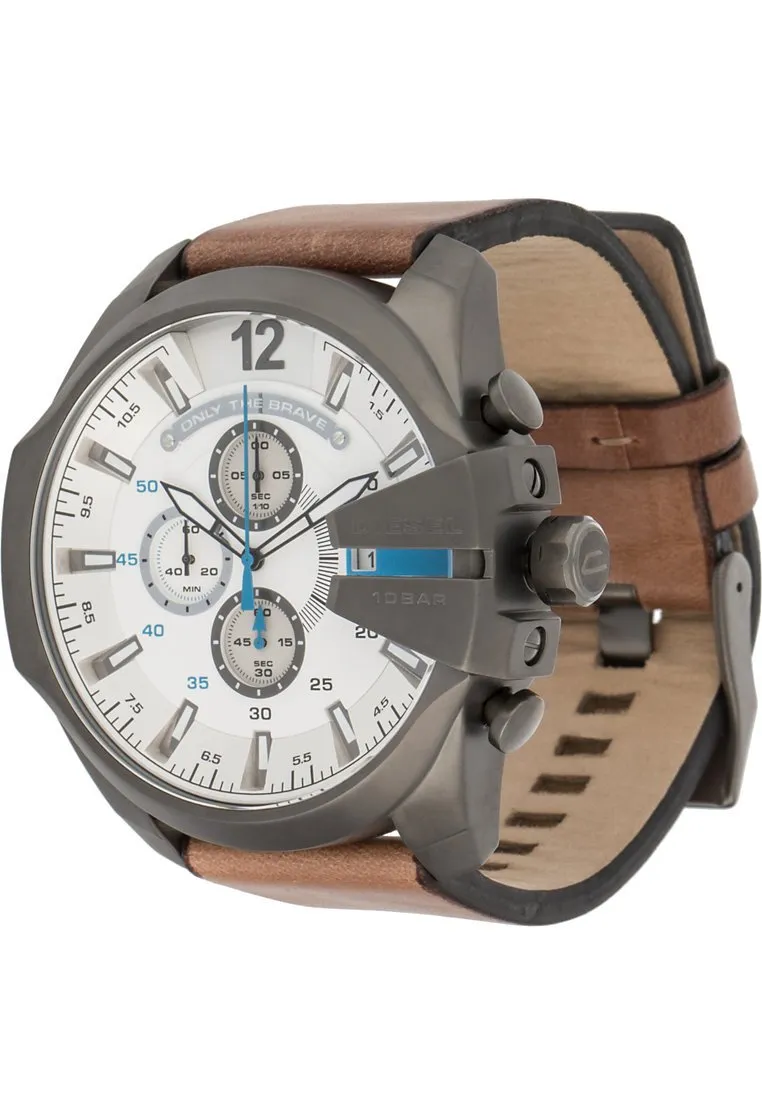 Diesel DZ4280 Analogico Uomo Cinturino in Pelle Marrone e Bianco - immagine 1