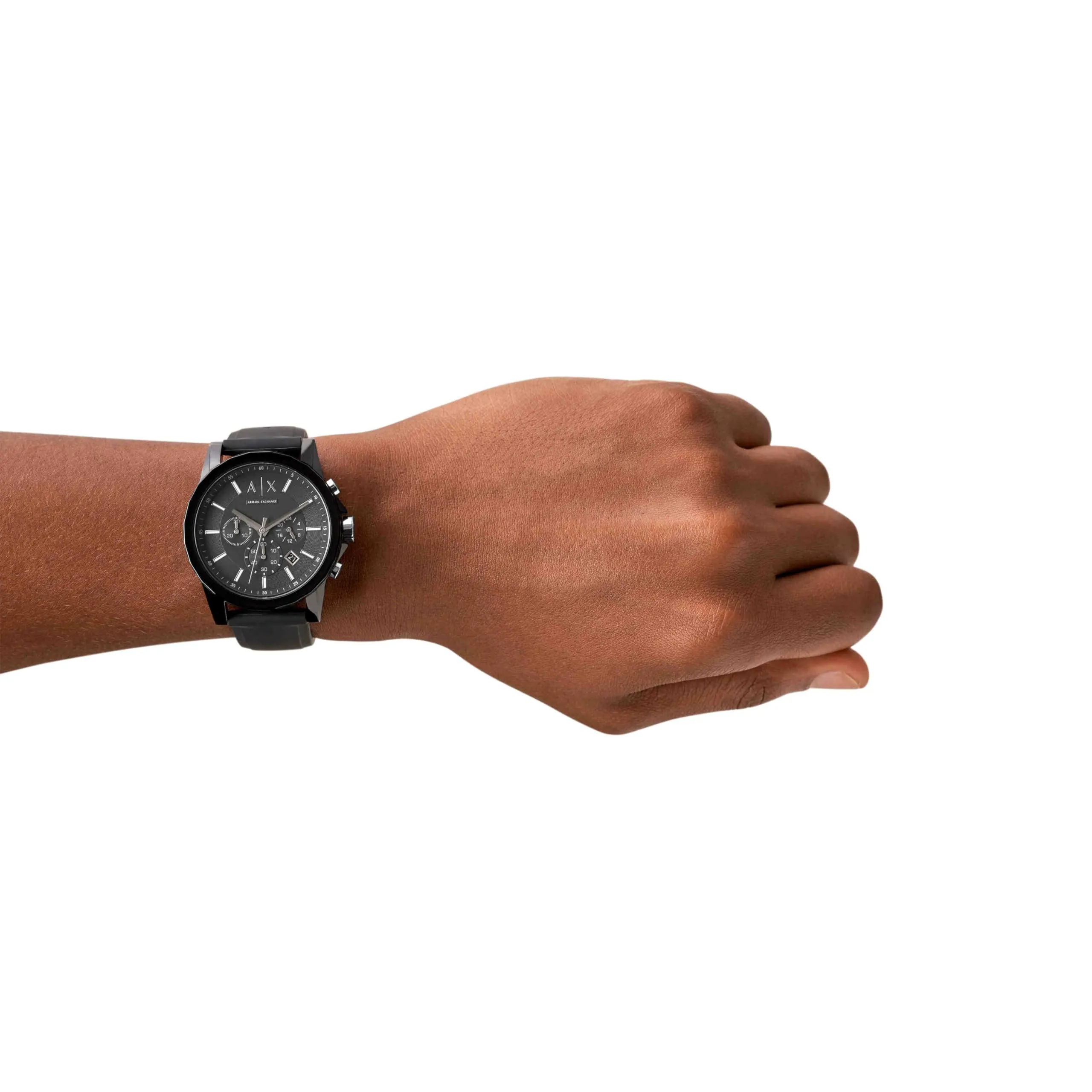 Armani Exchange Orologio Cronografo da Uomo 44mm in Acciaio e Silicone Nero - immagine 2