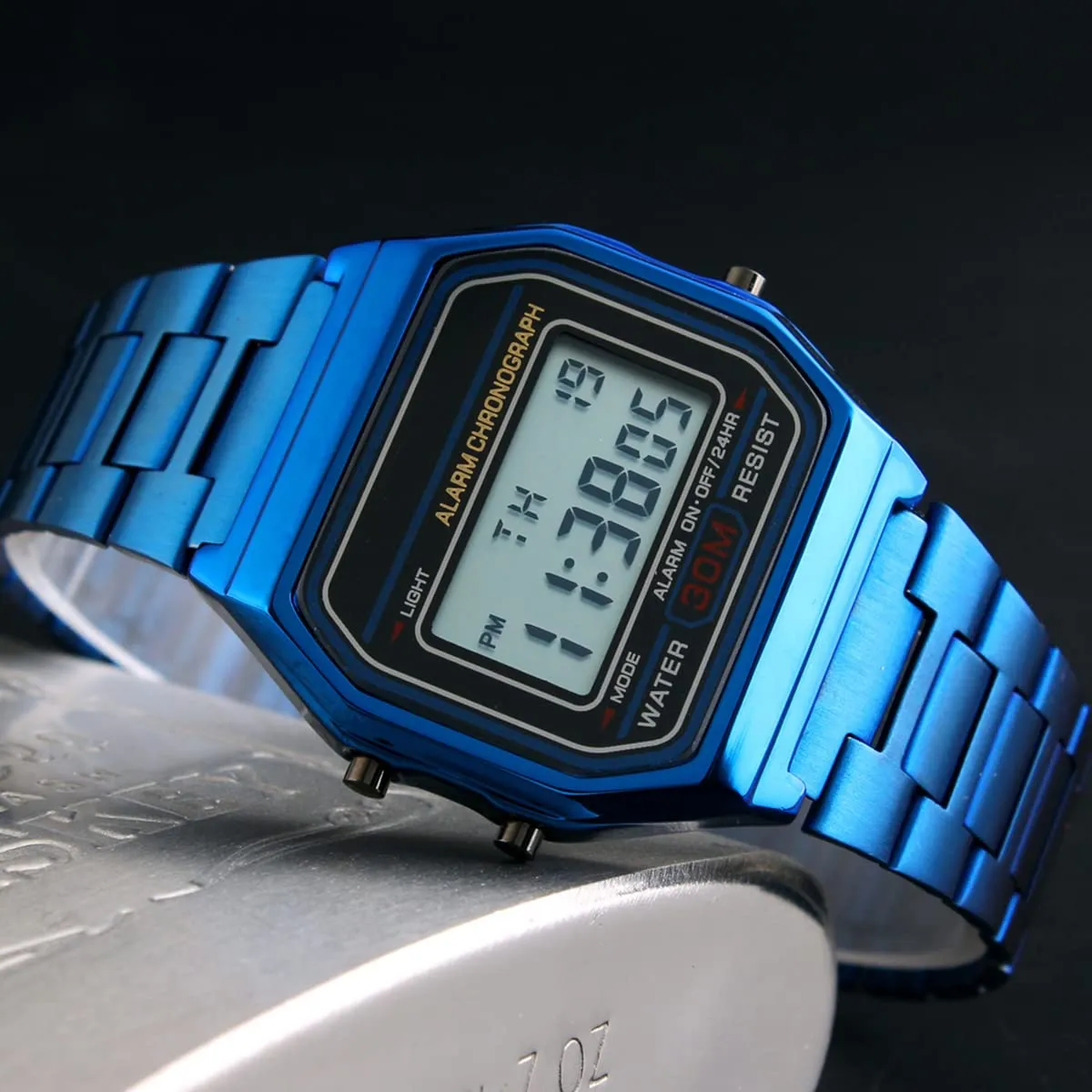 Nicoone Orologio Sportivo in Acciaio Inossidabile, Impermeabile 30m, Blu - immagine 5