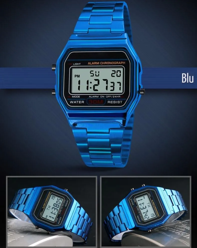 Nicoone Orologio Sportivo in Acciaio Inossidabile, Impermeabile 30m, Blu - immagine 6
