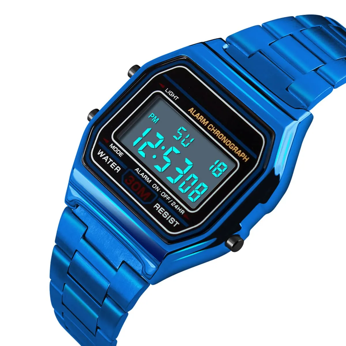 Nicoone Orologio Sportivo in Acciaio Inossidabile, Impermeabile 30m, Blu - immagine 7