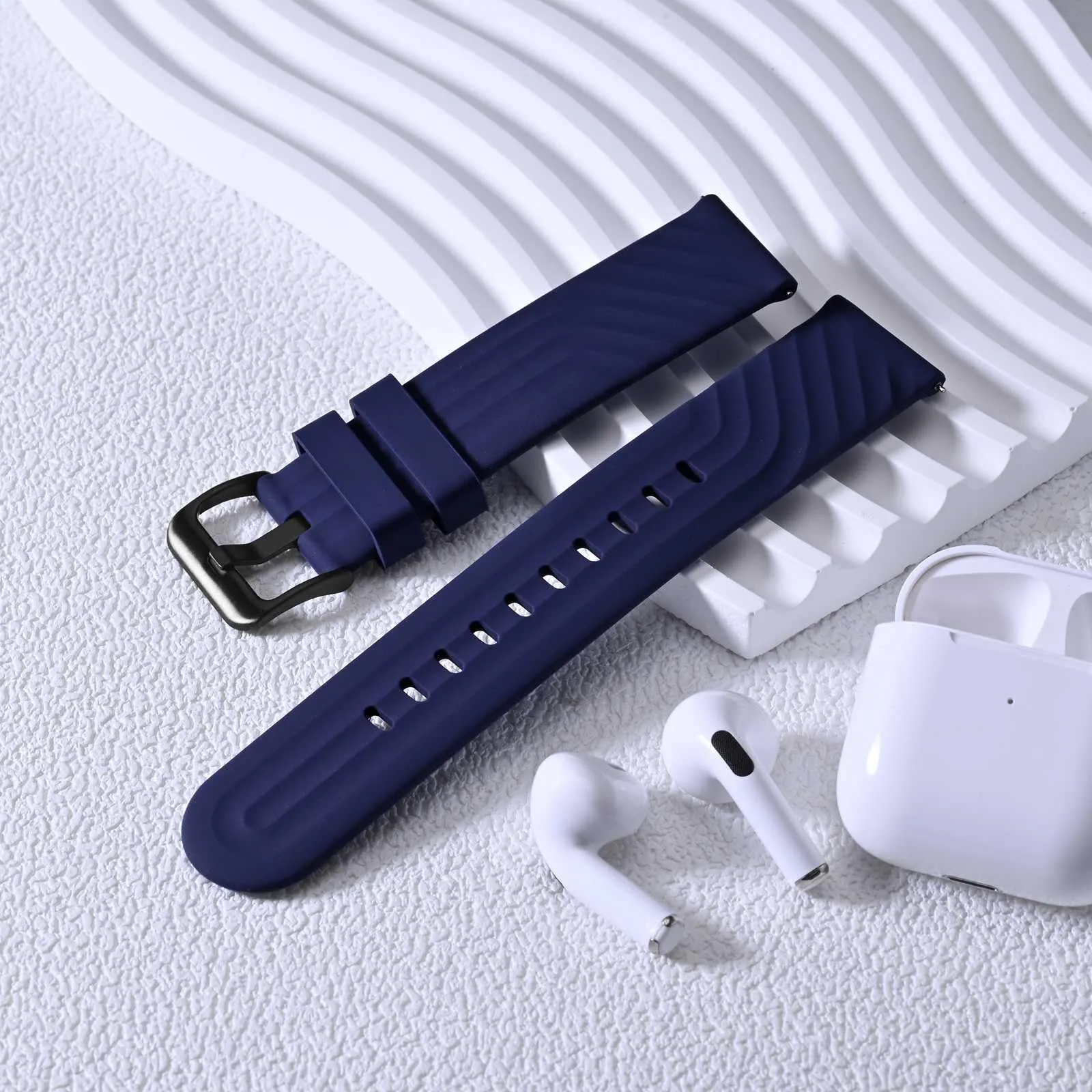 ANBEER Cinturino in Silicone 18mm a Sgancio Rapido Extra Lungo, Blu - immagine 8