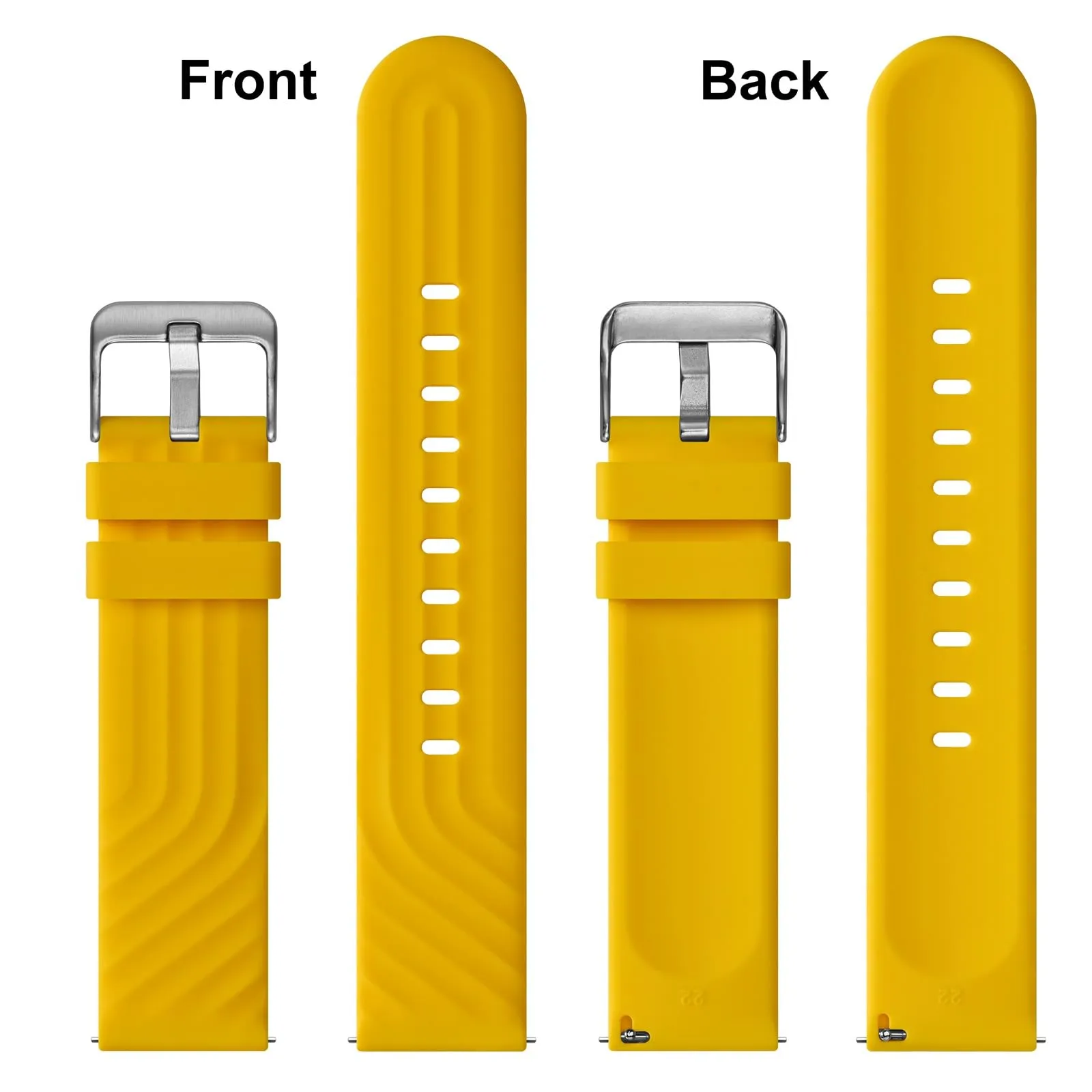 ANBEER Cinturini in Silicone 20mm a Sgancio Rapido, Extra Lungo, Giallo - immagine 4