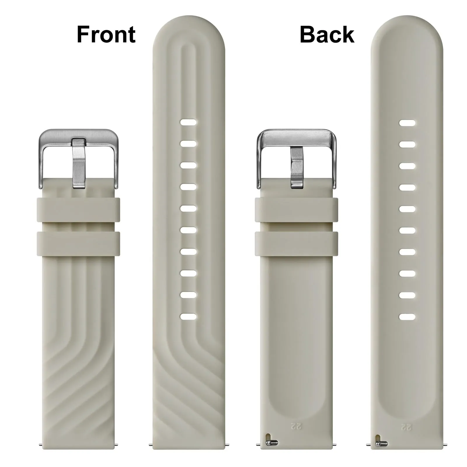ANBEER Cinturini in Silicone 20mm a Sgancio Rapido, Extra Lungo, Beige - immagine 4