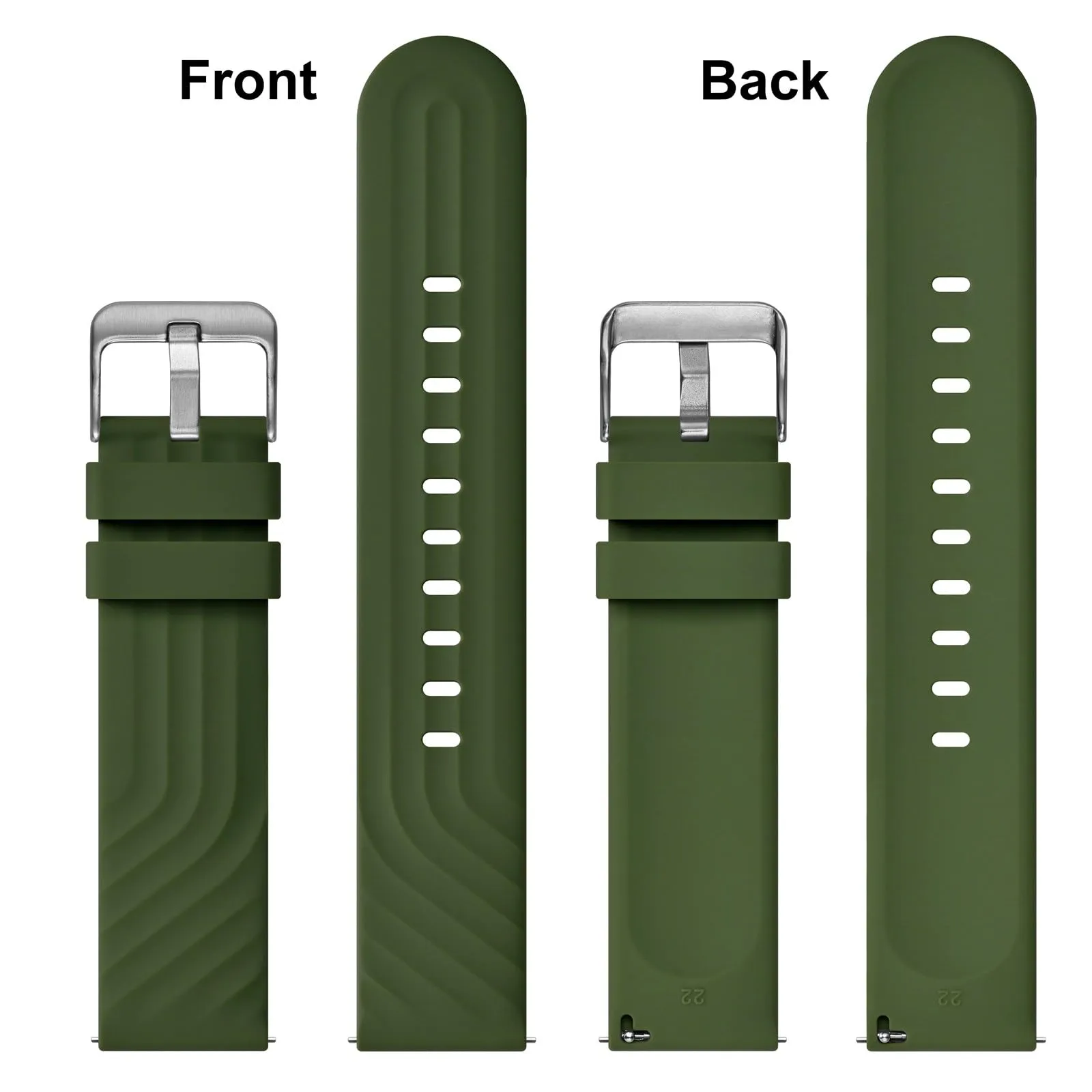 ANBEER Cinturini in Silicone 22mm a Sgancio Rapido, Extra Lungo, Verde - immagine 4