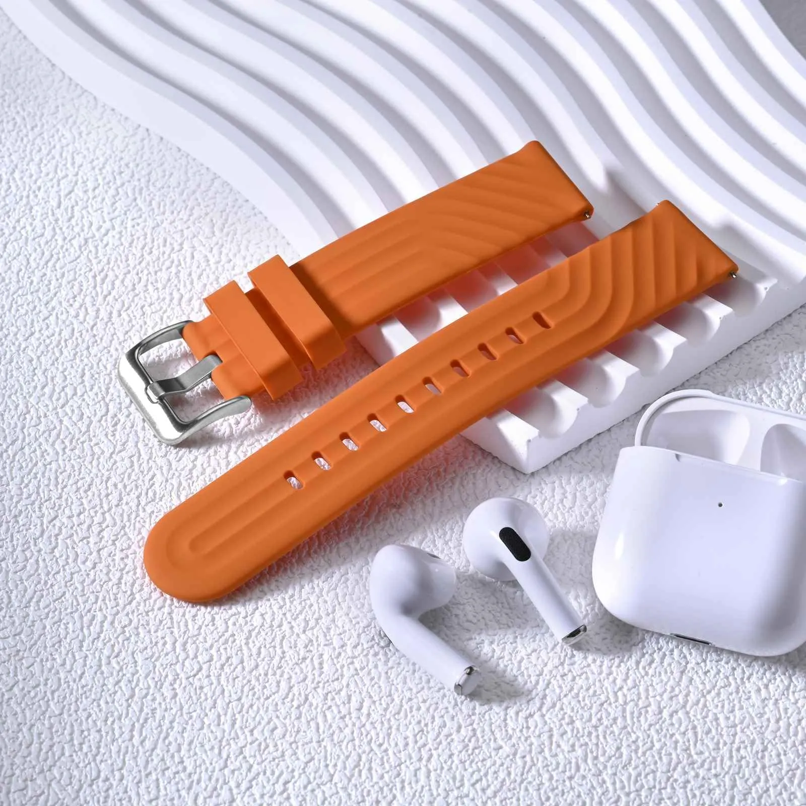 ANBEER Cinturini in Silicone 22mm a Sgancio Rapido, Extra Lungo, Arancione - immagine 8