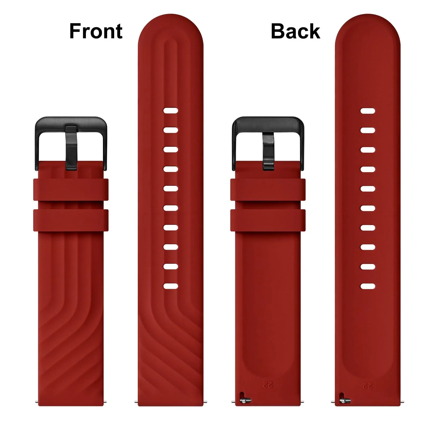 ANBEER Cinturino in Silicone 20mm a Sgancio Rapido, Extra Lungo, Rosso - immagine 4