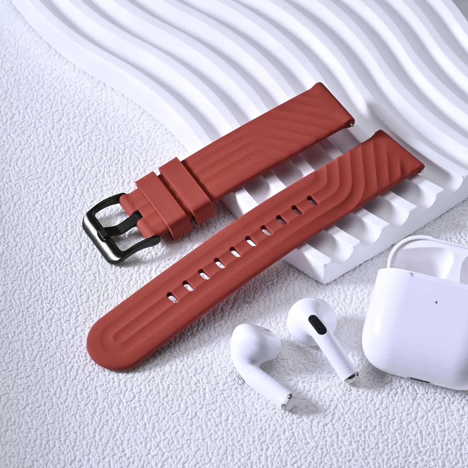 ANBEER Cinturino in Silicone 20mm a Sgancio Rapido, Extra Lungo, Rosso - immagine 8