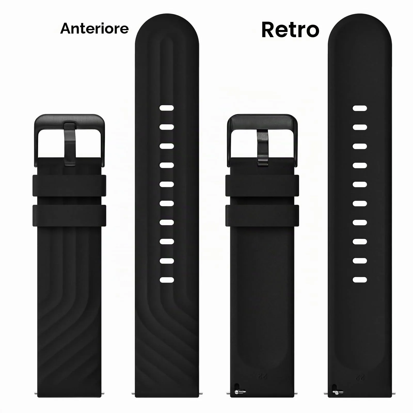 ANBEER Cinturini per Orologi in Silicone 22mm, Sgancio Rapido, Extra Lungo, Nero - immagine 4