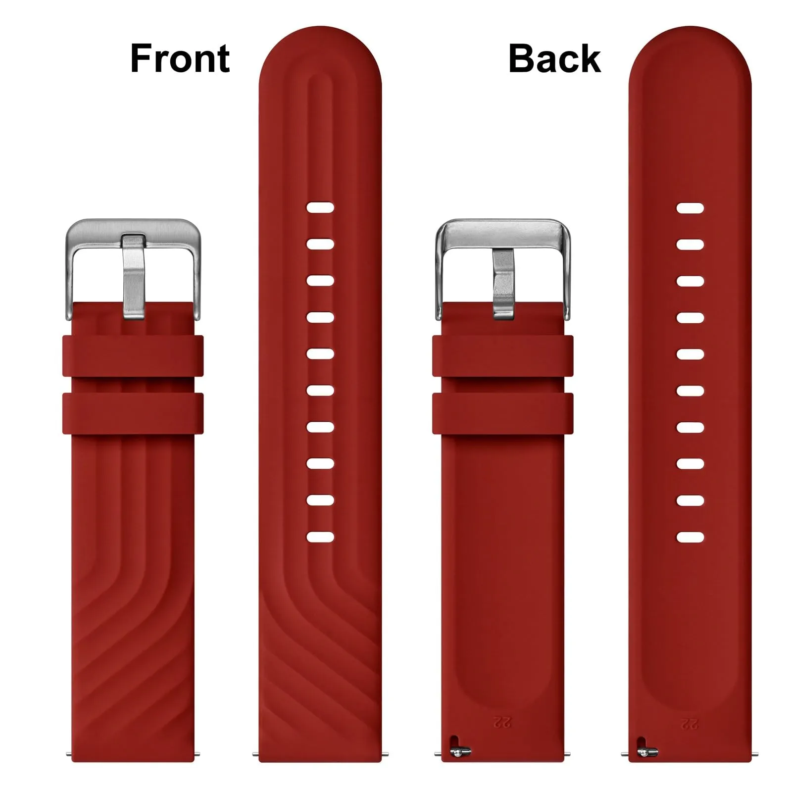 ANBEER Cinturino in Silicone 22mm a Sgancio Rapido, Extra Lungo, Rosso - immagine 4