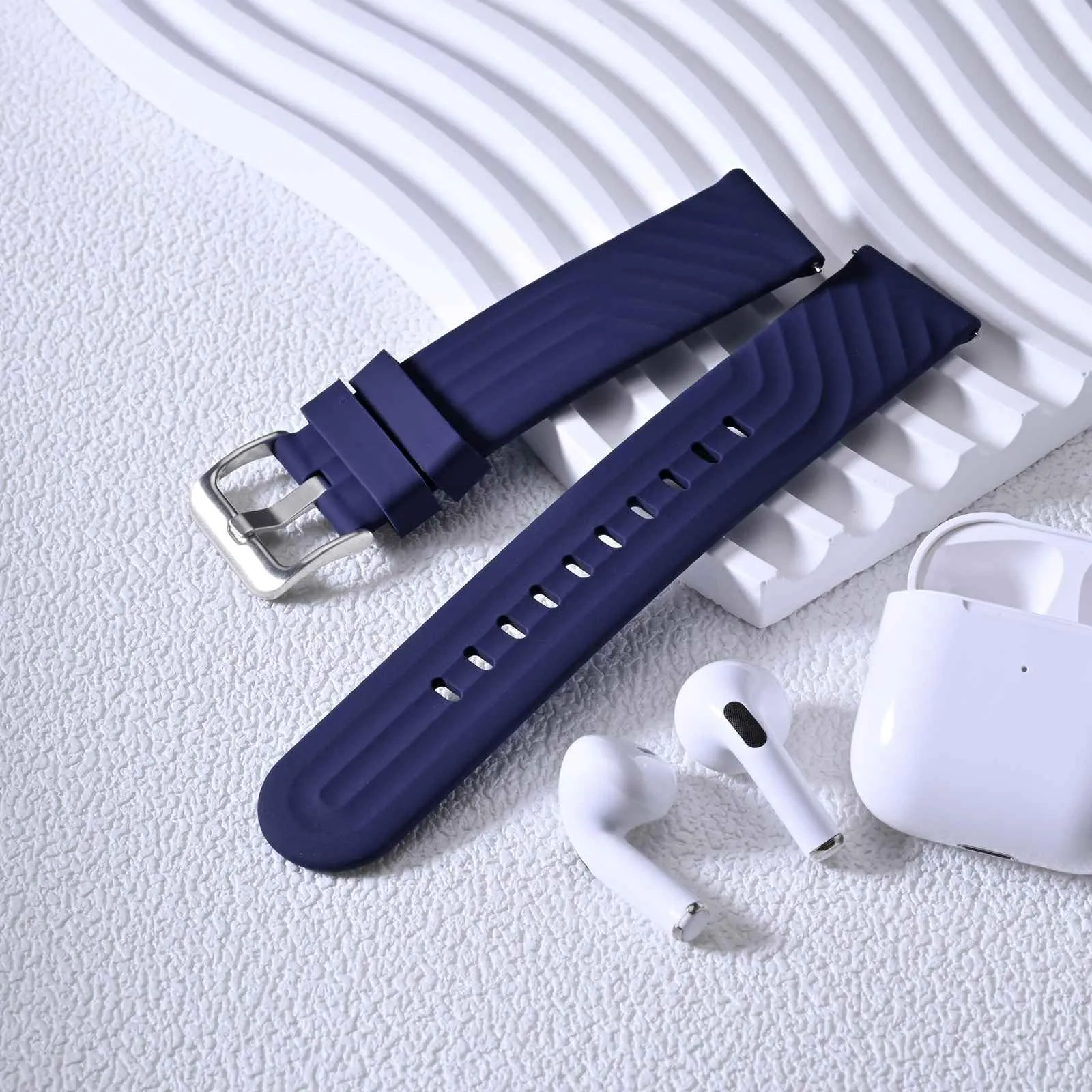 ANBEER Cinturino in Silicone 20mm a Sgancio Rapido Extra Lungo, Blu - immagine 8
