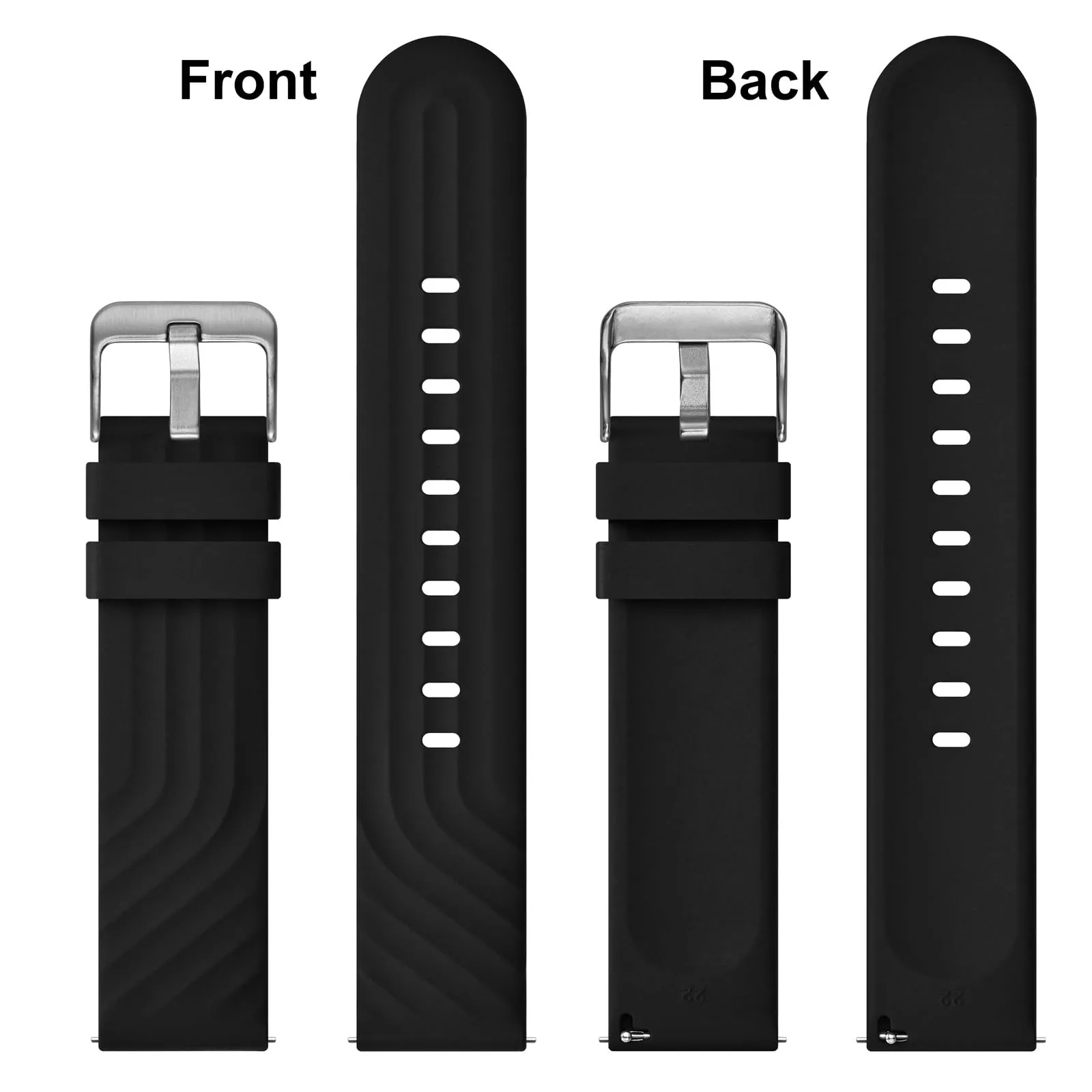 ANBEER Cinturini in Silicone 18mm a Sgancio Rapido, Extra Lungo, Nero - immagine 4