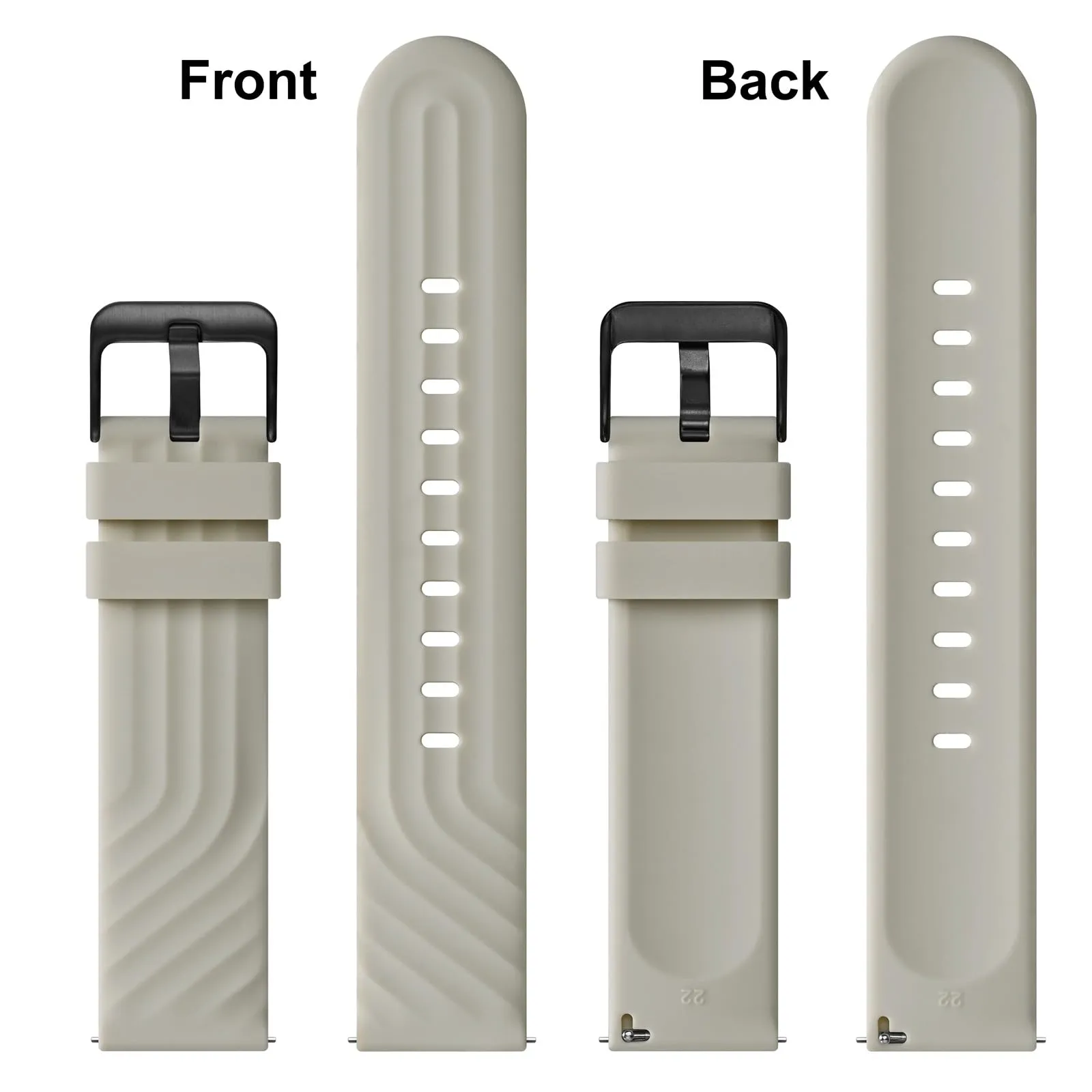 ANBEER Cinturini in Silicone 18mm a Sgancio Rapido, Extra Lungo, Beige - immagine 4