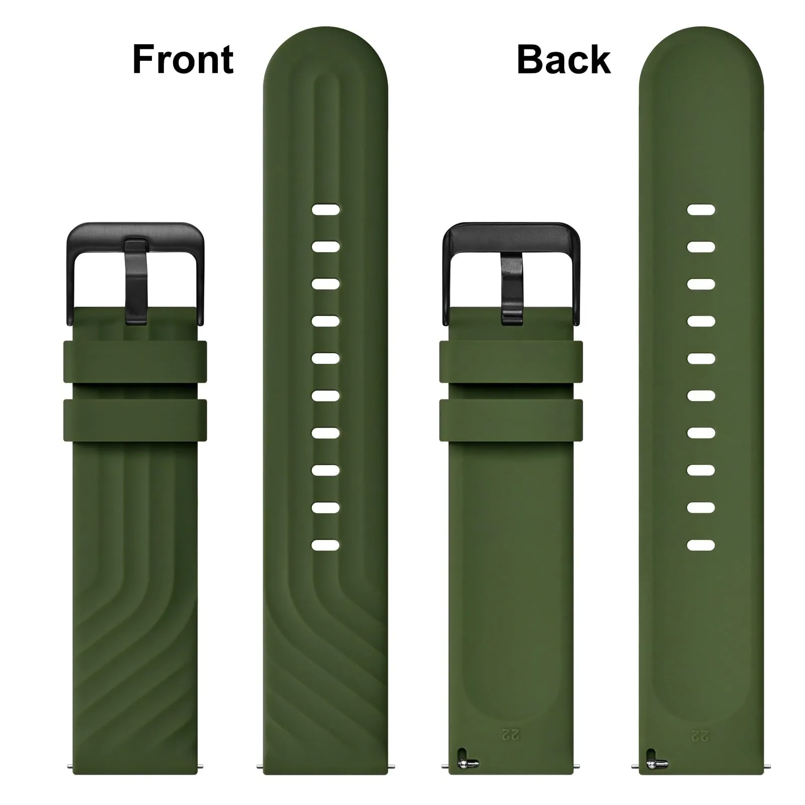 ANBEER Cinturino in Silicone 18mm a Sgancio Rapido Extra Lungo, Verde - immagine 4