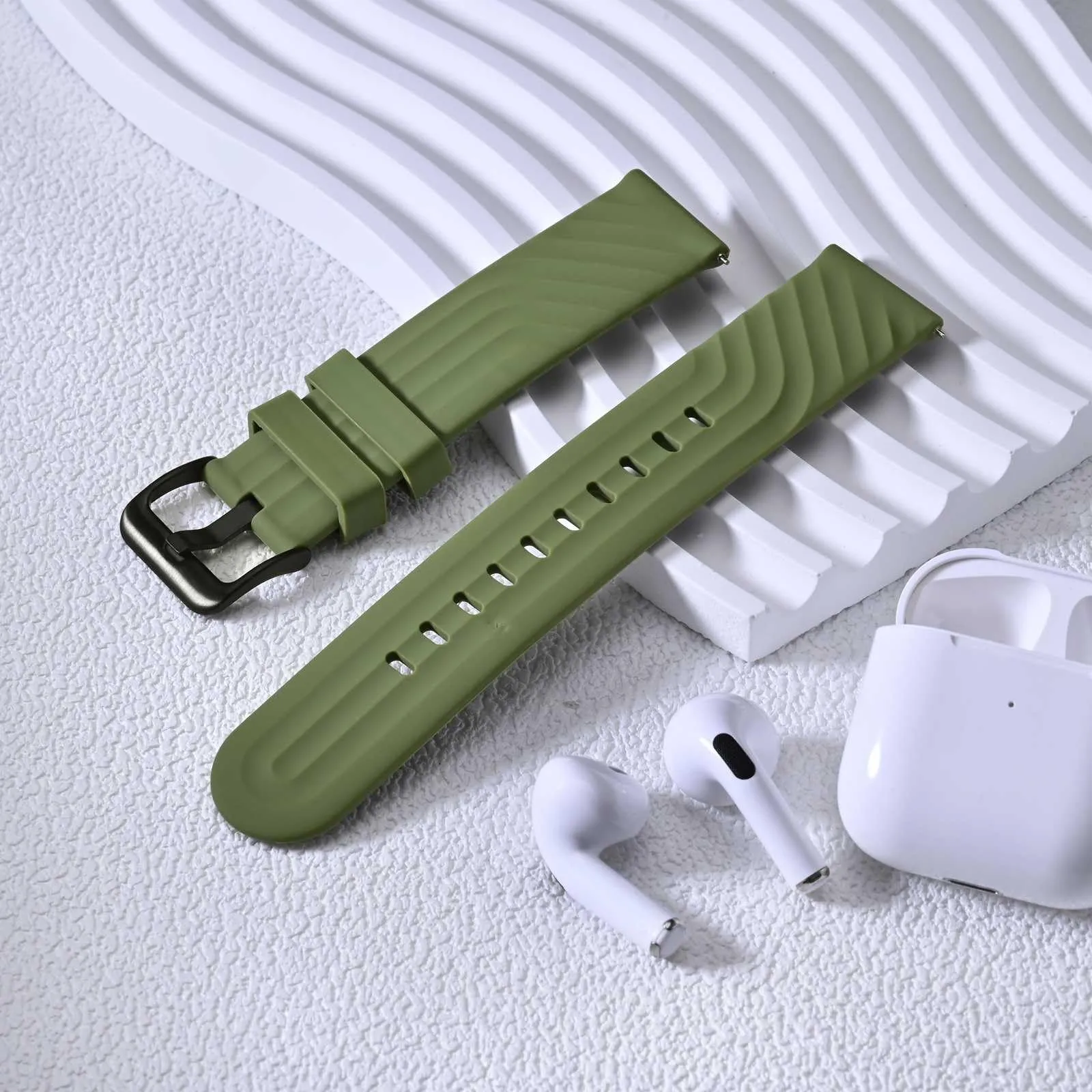ANBEER Cinturini in Silicone 22mm a Sgancio Rapido, Extra Lungo, Verde - immagine 8
