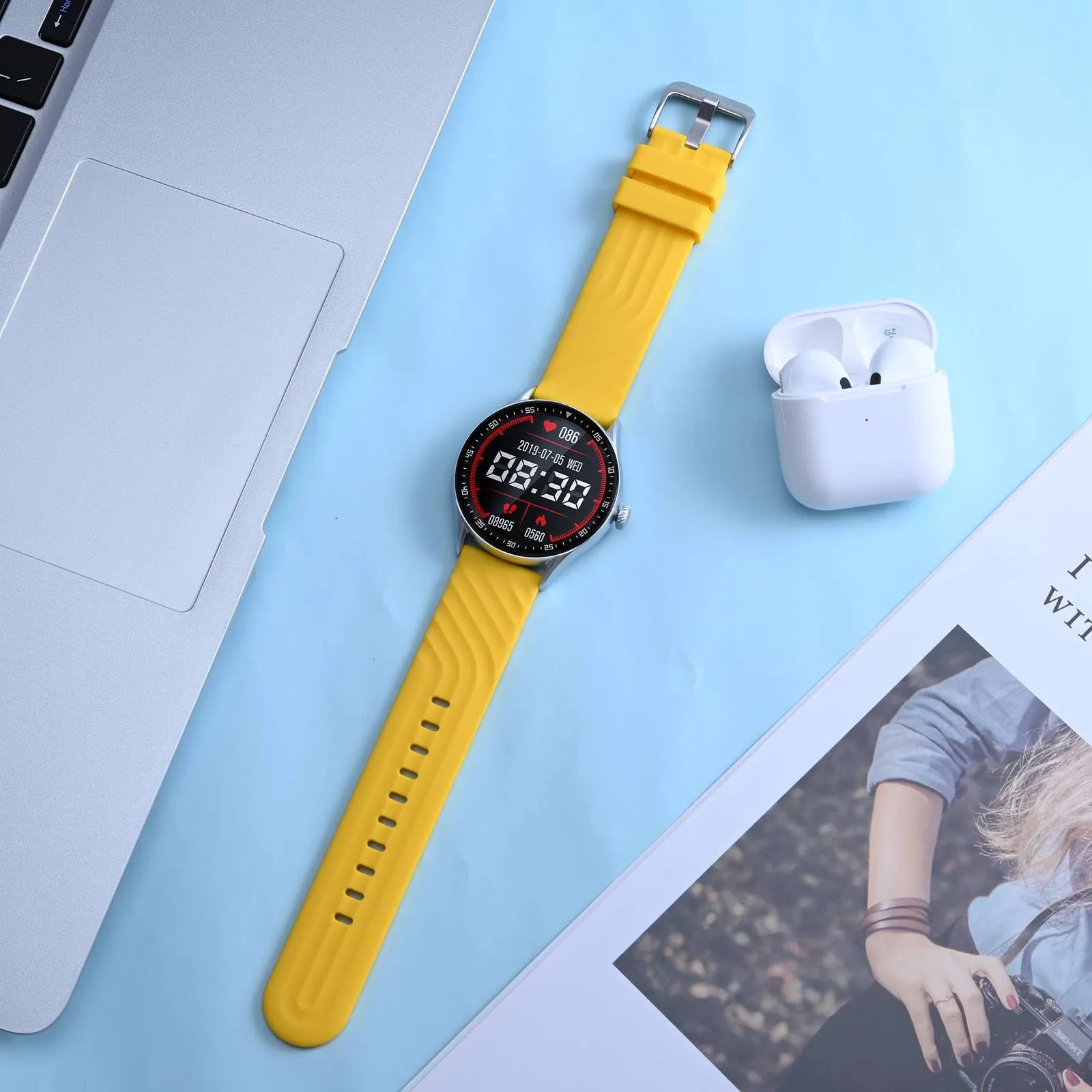 ANBEER Cinturini per Orologi in Silicone 18mm a Sgancio Rapido, Extra Lungo, Giallo - immagine 2