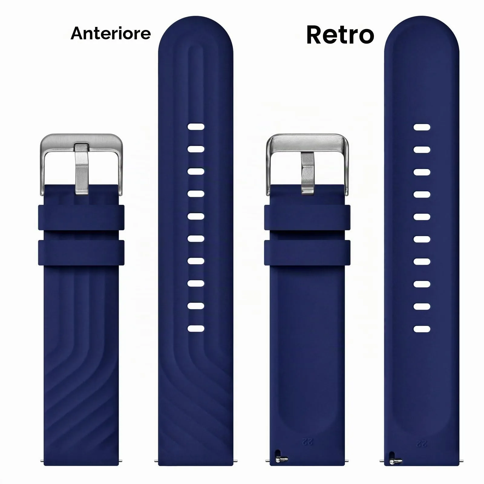 ANBEER Cinturini per Orologi in Silicone 22mm a Sgancio Rapido, Extra Lungo, Blu - immagine 4