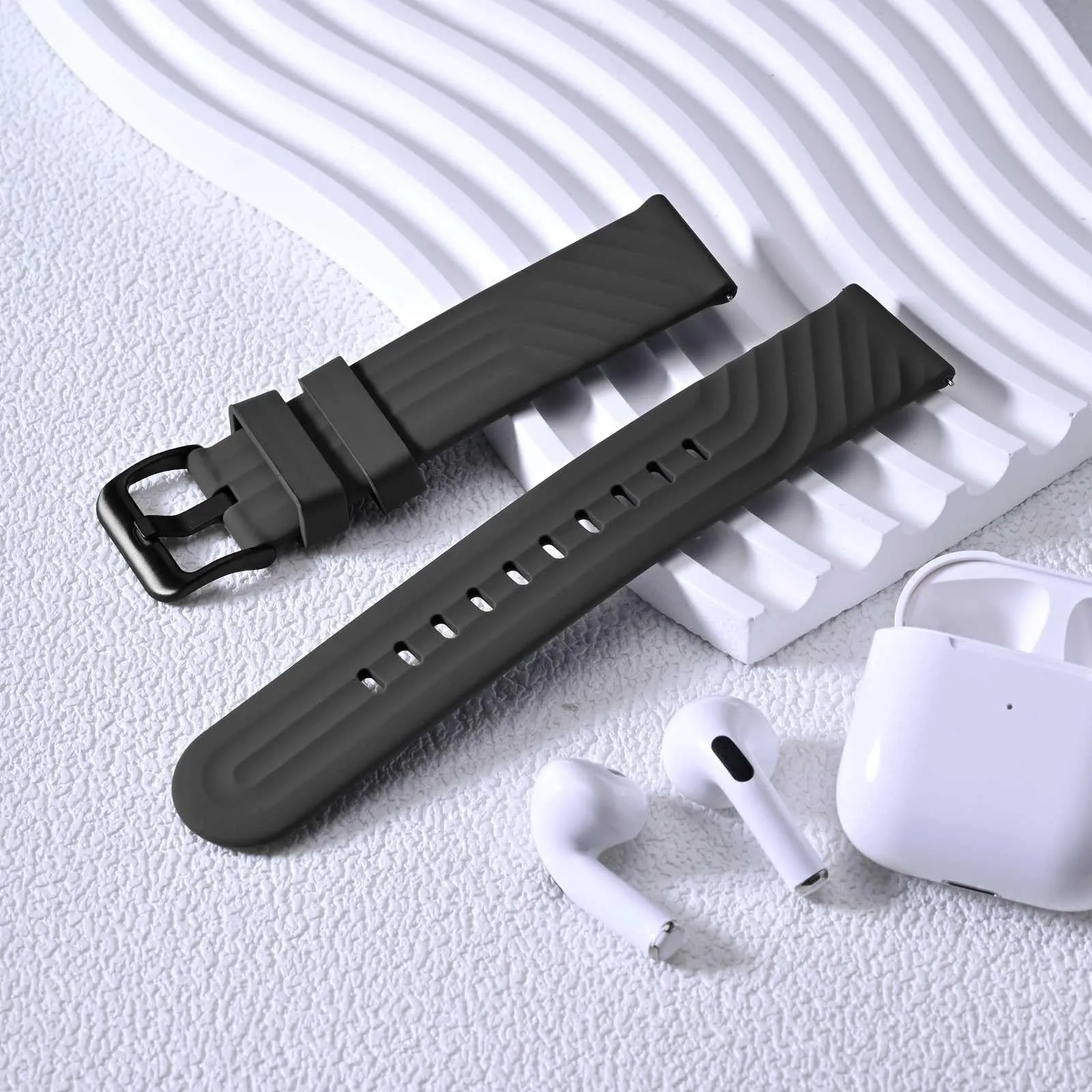 ANBEER Cinturini per Orologi in Silicone 22mm, Sgancio Rapido, Extra Lungo, Grigio Scuro - immagine 8