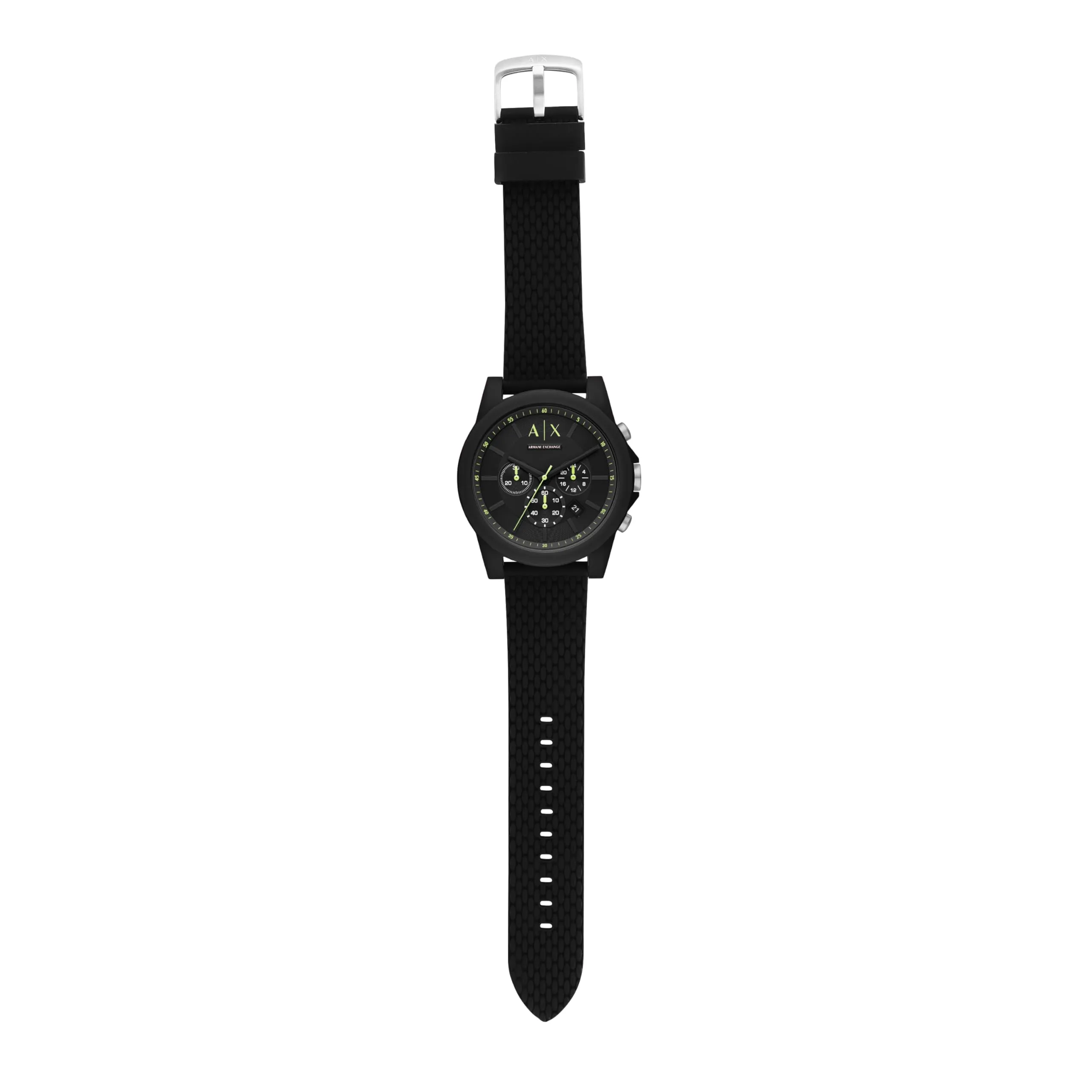 Armani Exchange AX1344 Orologio Cronografo da Uomo 44 mm Nero e Verde con Cinturino in Silicone - immagine 5