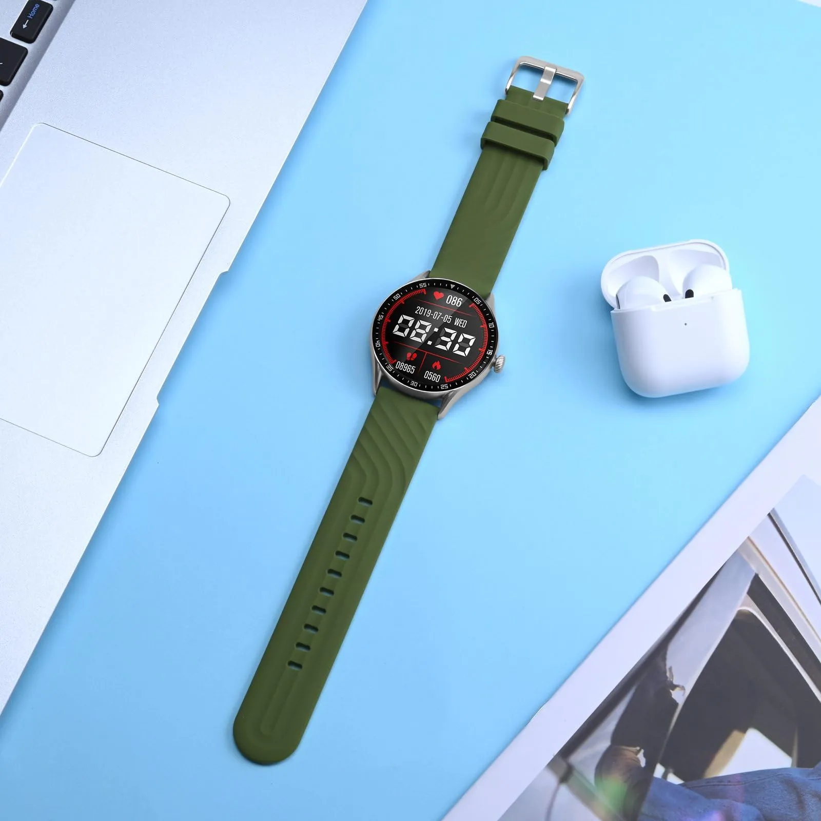 ANBEER Cinturino in Silicone 21mm a Sgancio Rapido, Verde - immagine 2