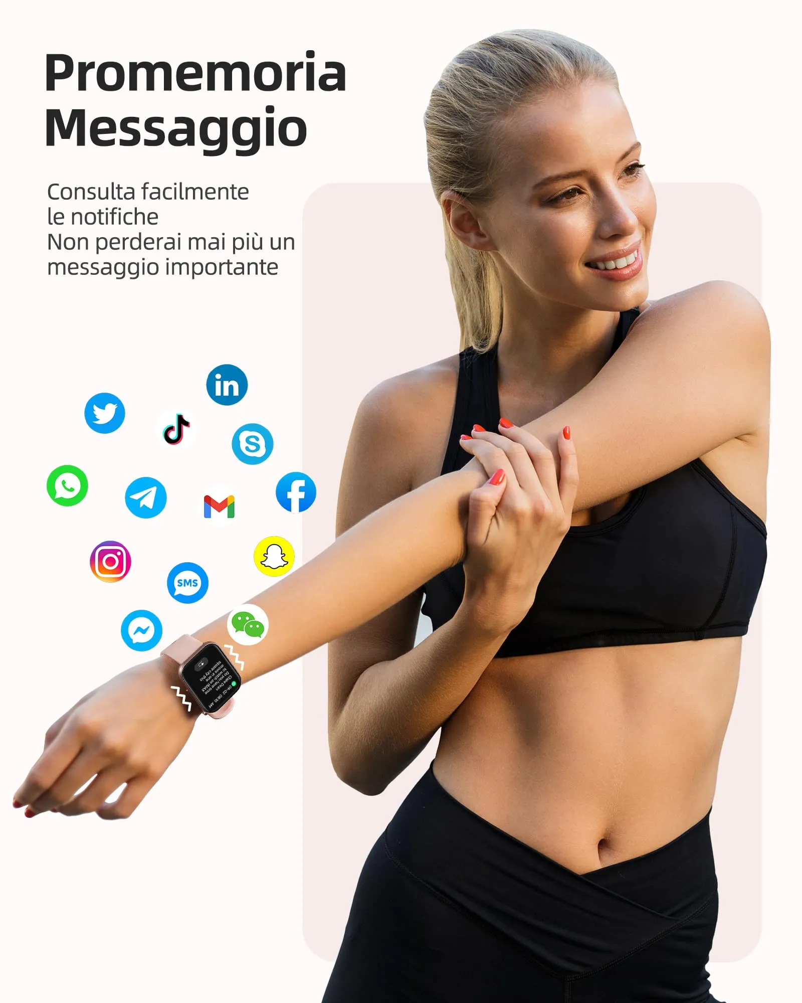 Parsonver Smartwatch Donna 1.8" Impermeabile 5ATM FF2 Oro Rosa - immagine 3
